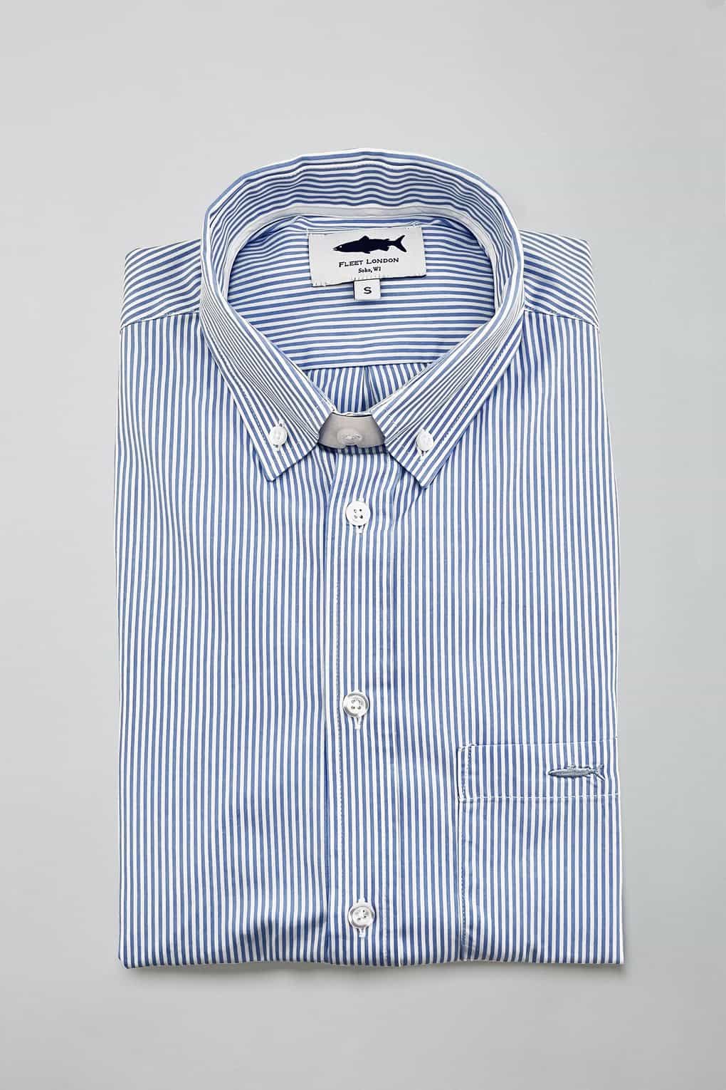 Buy Blue Striped Cotton Shirt for Men | Size: L | Color: Blue Stripe Refurbished - $90.00 Blue Striped Cotton Shirt for Men | Size: L | Color: Blue Stripe Refurbished - Fleet London is not a well-known brand, so the standardized brand name refurbished available on Cerqular