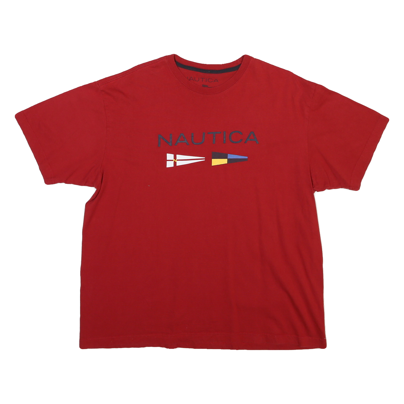 NAUTICA Mens Red Graphic T-Shirt L Short Sleeve Crew Neck Cotton Blend Casual Refurbished - N/A refurbished available on Cerqular
