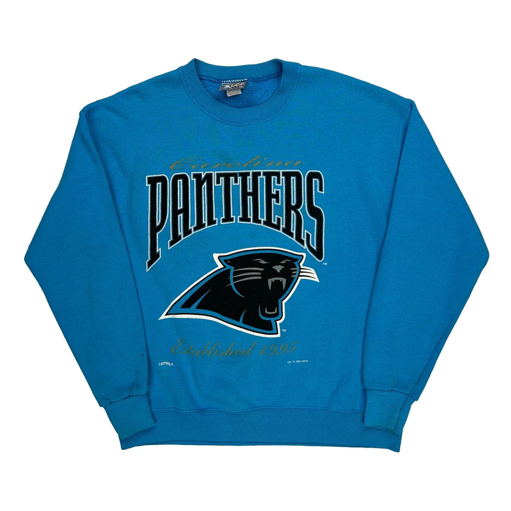 Carolina Panthers Lee Sport Nfl Sweatshirt - Large Blue Cotton Refurbished - Thrifted (note: this is a term often used to describe second- refurbished available on Cerqular