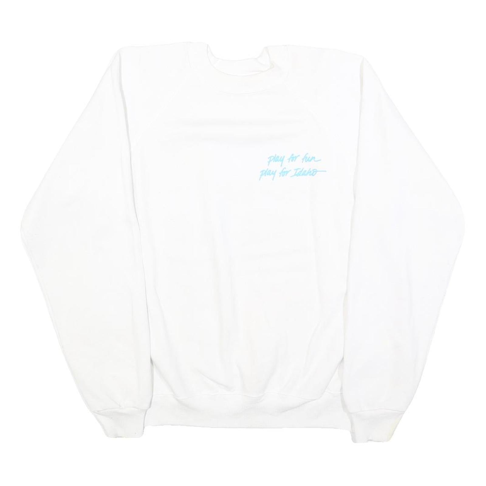HANES Womens White Idaho Lottery Crew Neck L Cotton Blend Pullover Sweatshirt Refurbished - N/A refurbished available on Cerqular