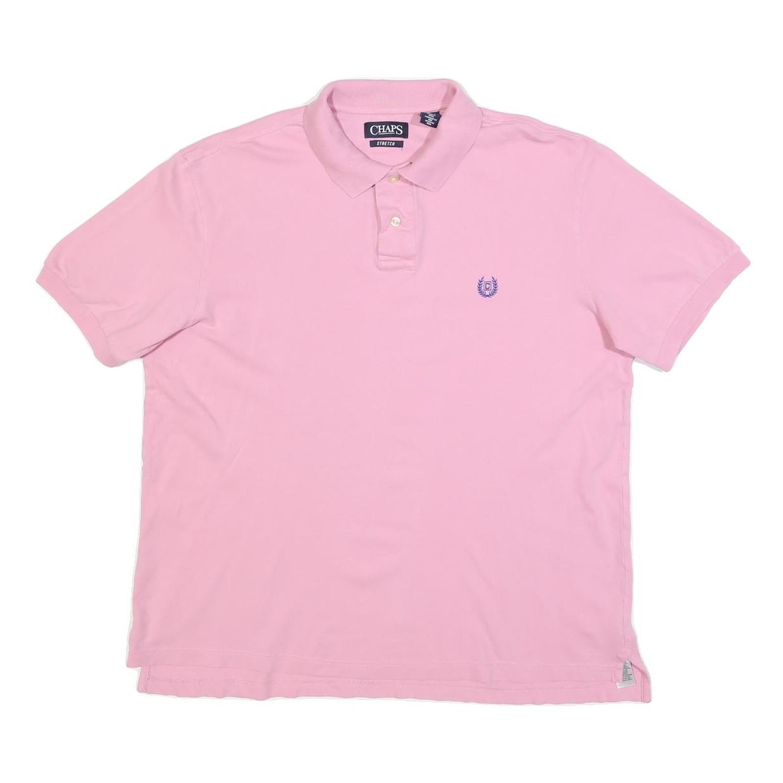 CHAPS Mens Pink Short Sleeve Plain Polo Shirt L Cotton Blend Stretch Refurbished - N/A refurbished available on Cerqular