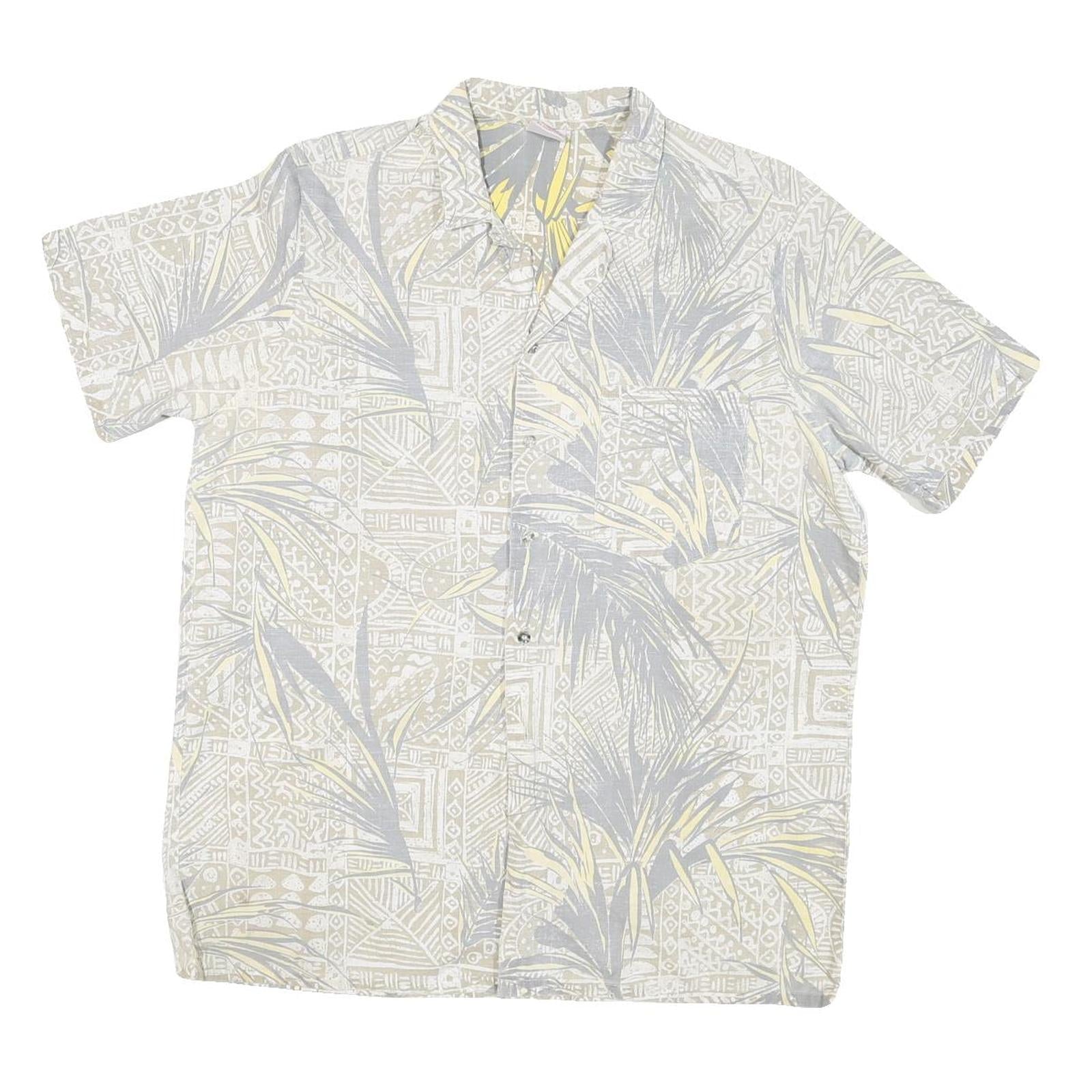 PARADICE BEACH CLUB Mens Beige & Grey Tropical Print Shirt M Lightweight Summer Refurbished - N/A refurbished available on Cerqular