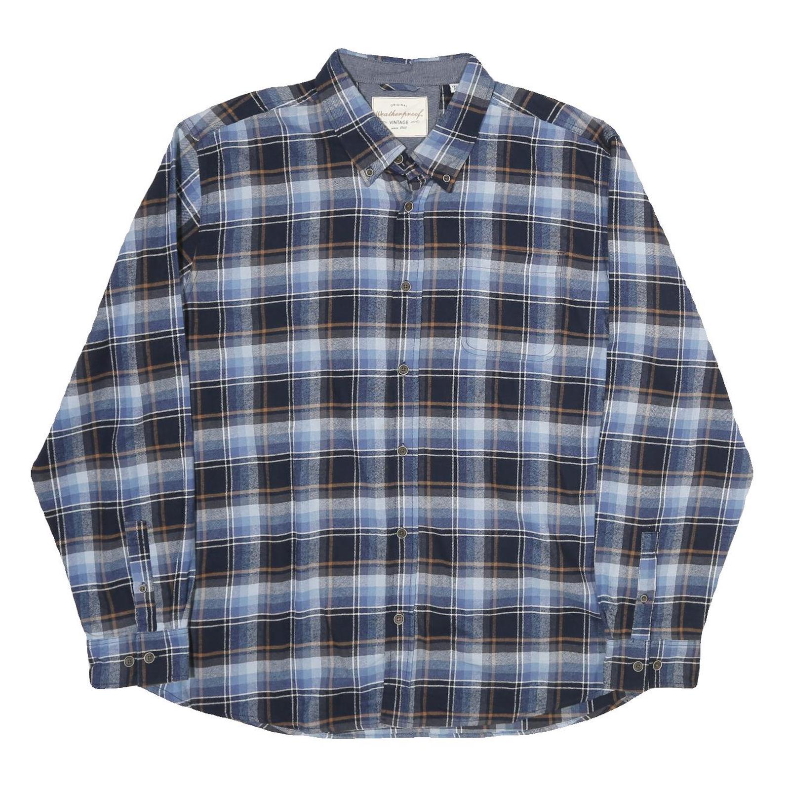 WEATHERPROOF Mens Blue & Brown Check Shirt 2XL Button Down Long Sleeve Cotton Refurbished - N/A refurbished available on Cerqular