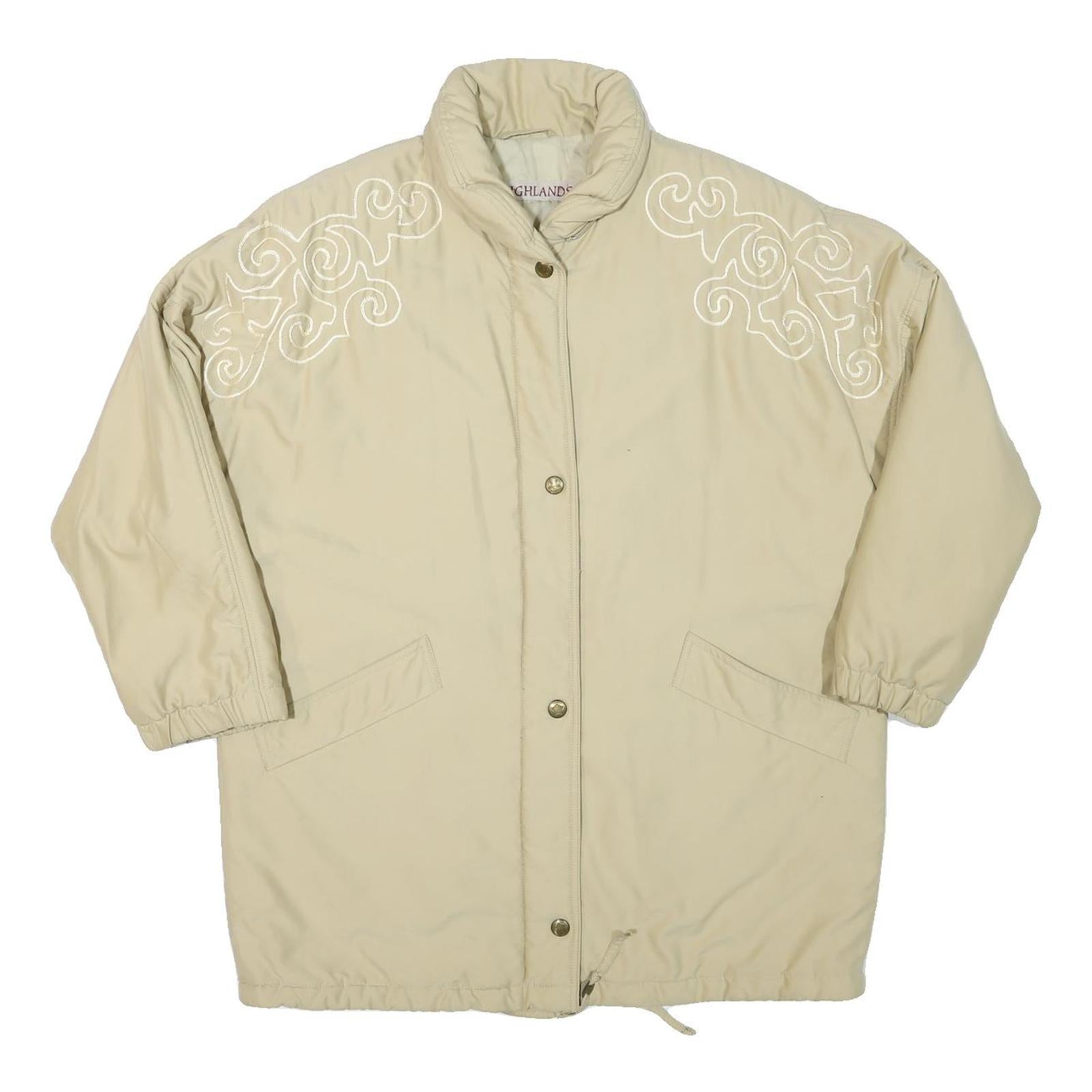 HIGHLANDS Womens Beige Embroidered Button Jacket XL Polyester Blend Plain Refurbished - N/A refurbished available on Cerqular