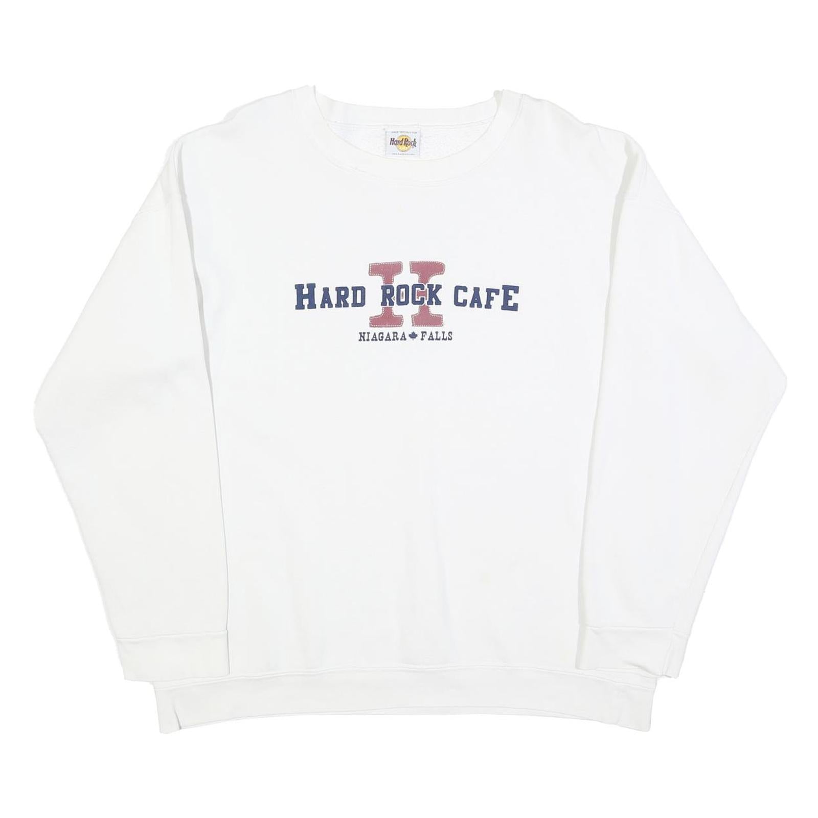 HARD ROCK CAFE Mens White Niagara Falls Crew Neck L Cotton Blend Sweatshirt Refurbished - N/A refurbished available on Cerqular
