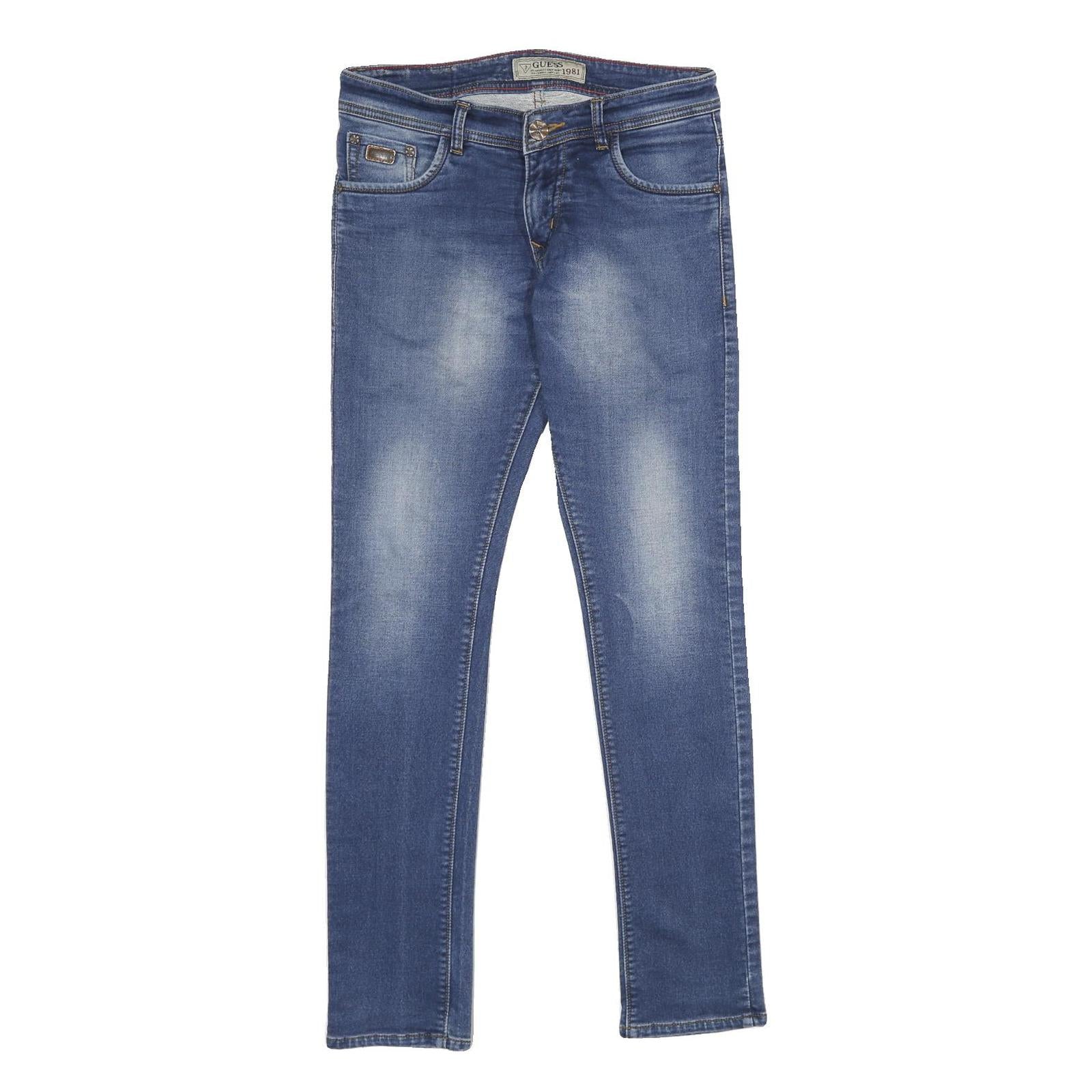 GUESS Womens Jeans Blue Regular Skinny Denim Medium W32 L32 Stylish Zip Refurbished - N/A refurbished available on Cerqular