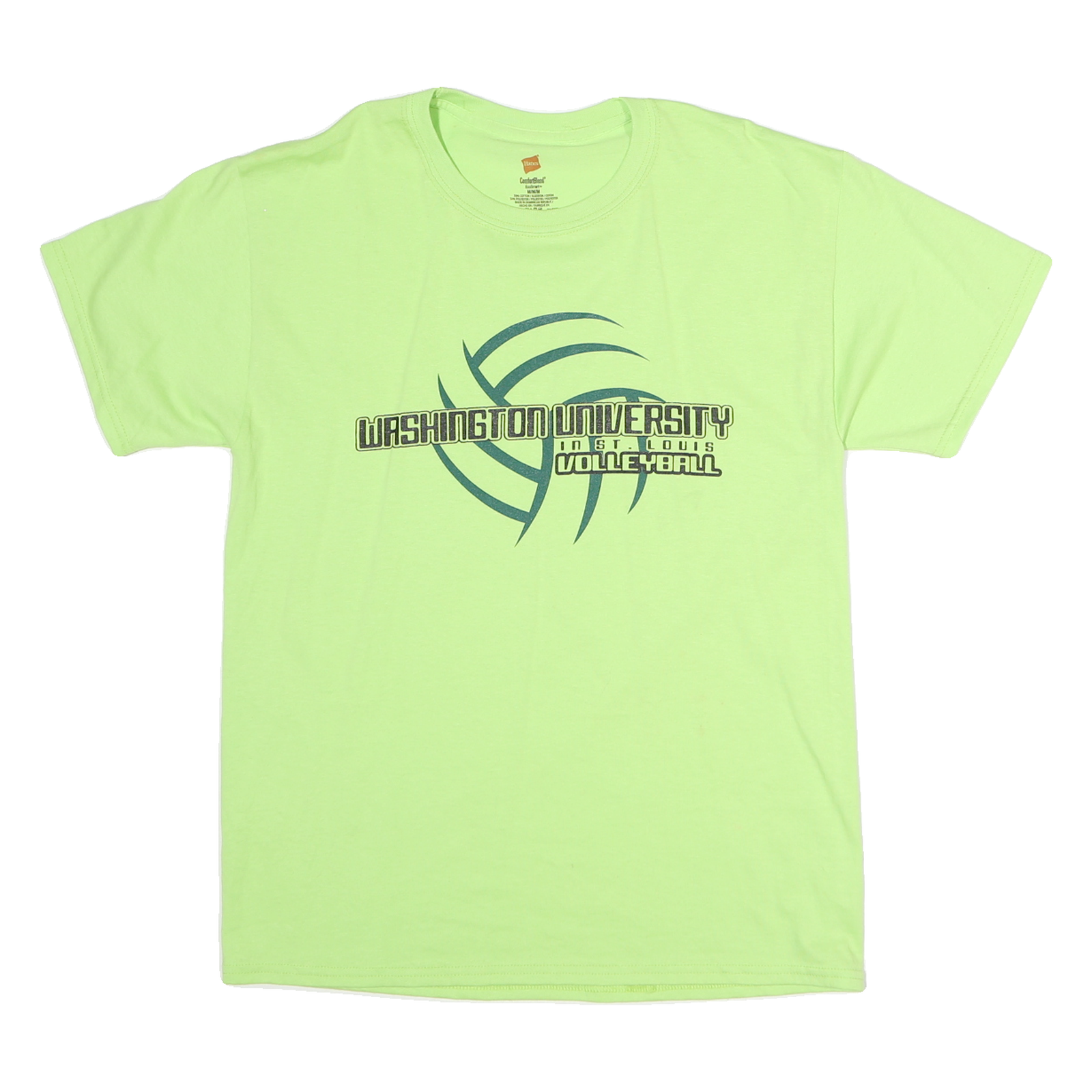 HANES Mens Green Washington University Volleyball Graphic T-Shirt M Short Sleeve Refurbished - N/A refurbished available on Cerqular