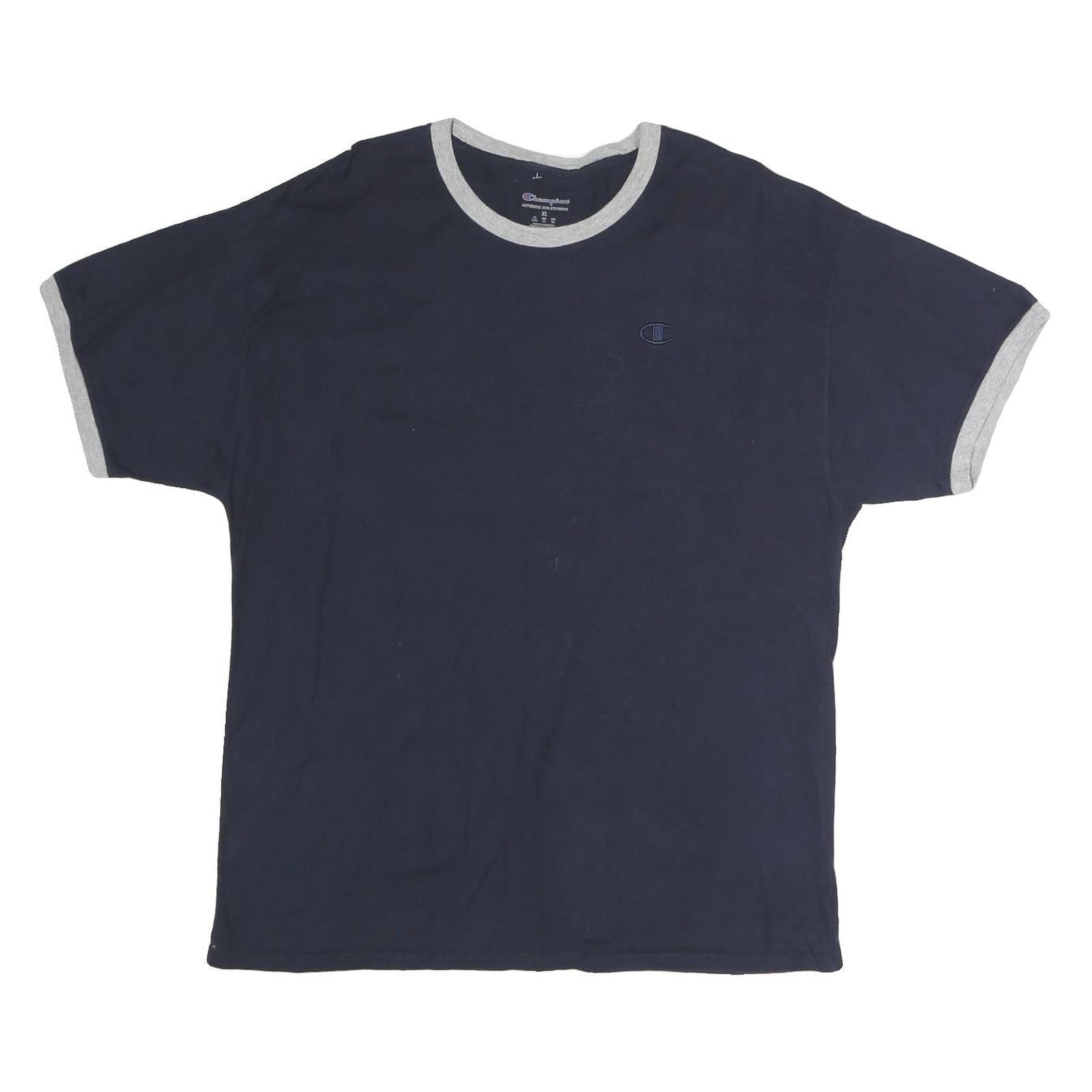 CHAMPION Mens Navy Blue & Grey Modern T-Shirt L Short Sleeve Crew Neck Refurbished - N/A refurbished available on Cerqular