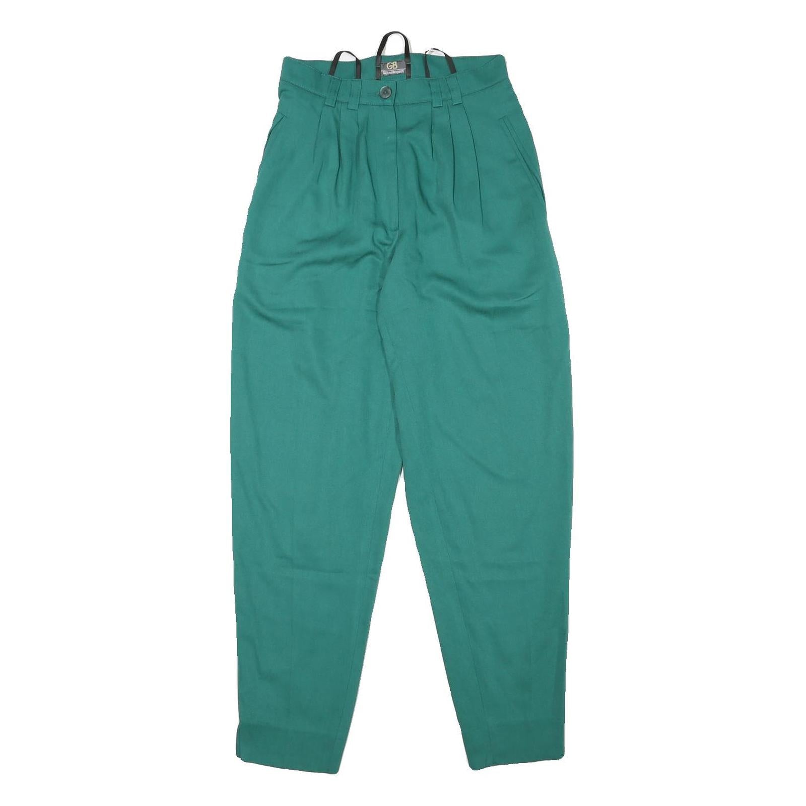 GINANNA BRIGANTI Womens Relaxed Green Trousers W25 L28 Zip Polyester Blend Refurbished - N/A refurbished available on Cerqular