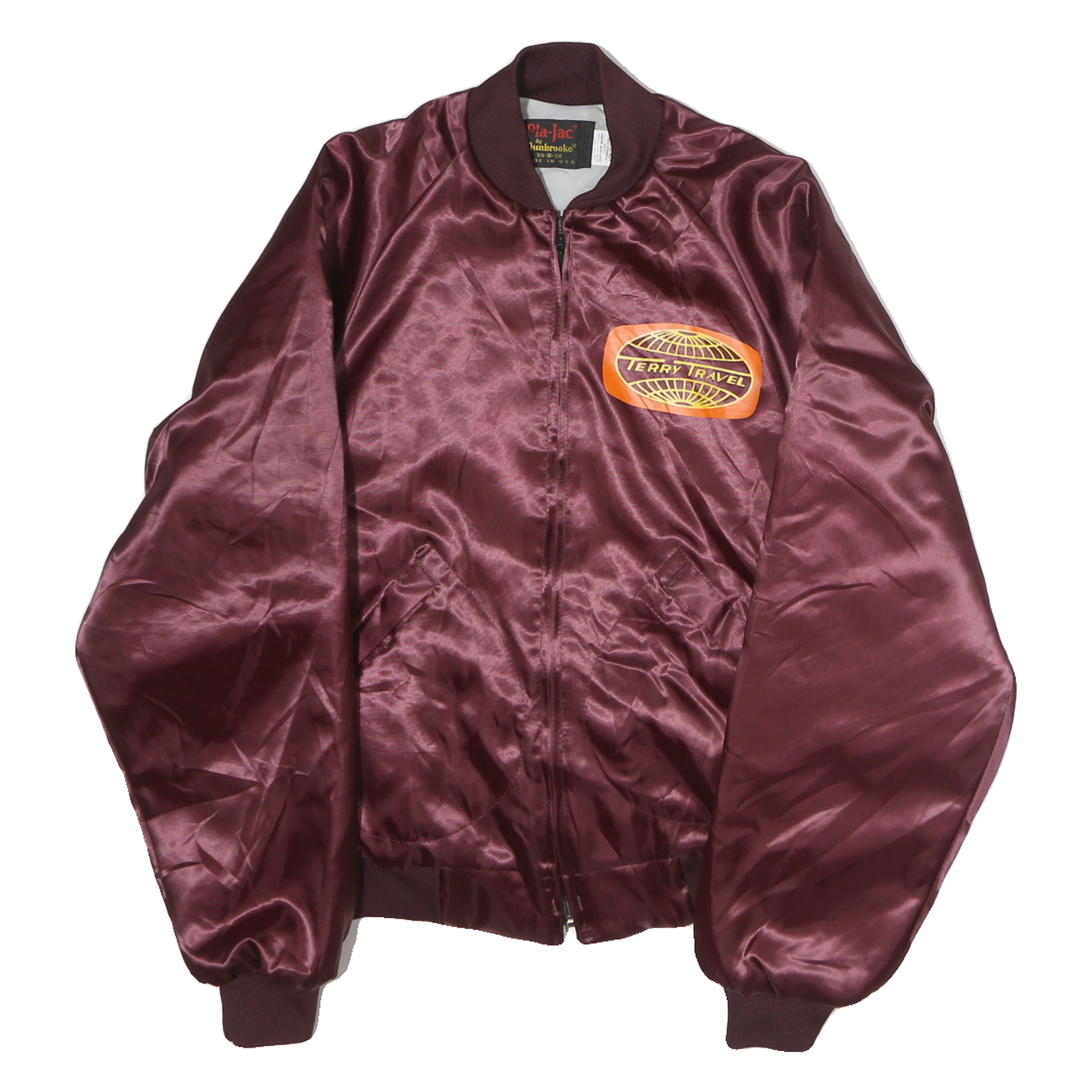 PLA JAC Mens Maroon Bomber S Nylon Plain Travel Logo Zip Jacket Satin Finish Refurbished - N/A refurbished available on Cerqular
