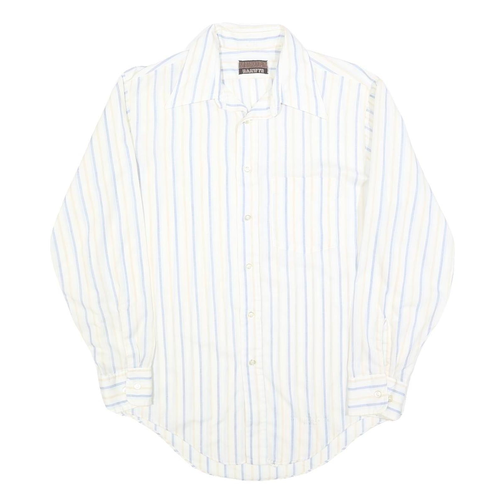 HARWYN Mens White & Light Blue Striped Cotton Blend Shirt M Casual Classic Refurbished - N/A refurbished available on Cerqular