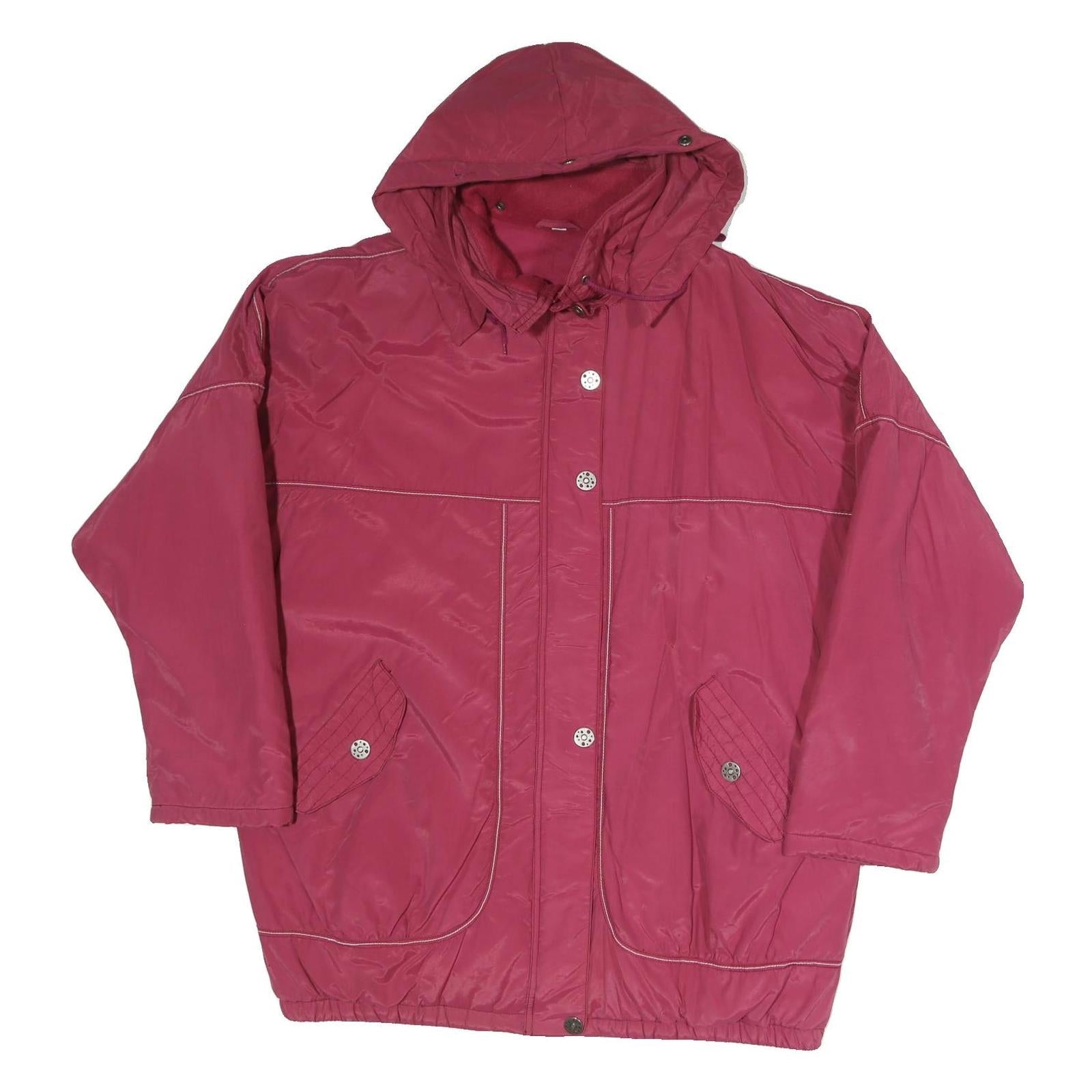 Womens Red Polyester Blend Hooded Zip Jacket XL Plain Casual Outdoor Windbreaker Refurbished - N/A refurbished available on Cerqular