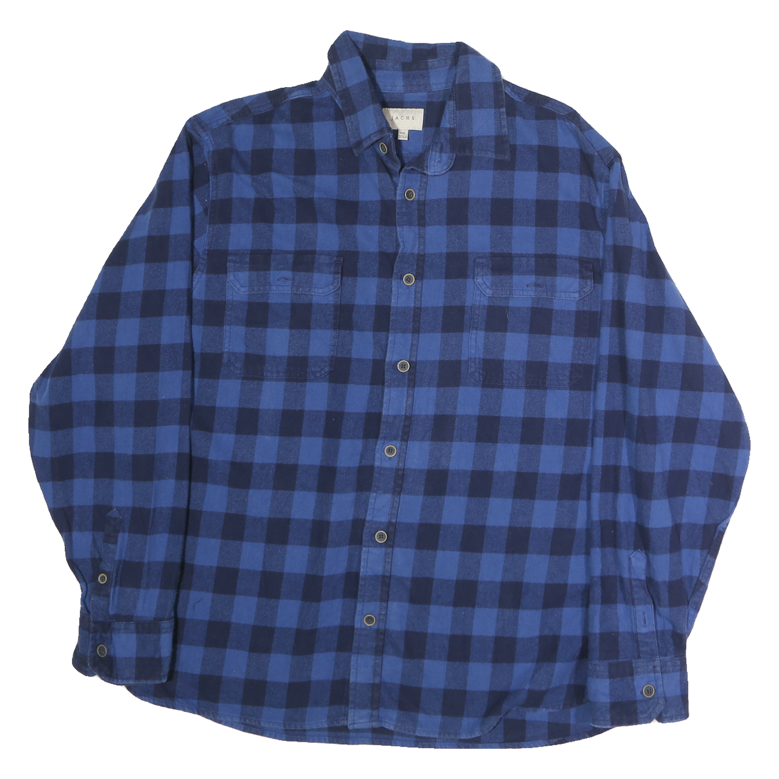 JACHS Mens Blue & Navy Check Shirt 2XL Button Long Sleeve Cotton Casual Refurbished - N/A refurbished available on Cerqular