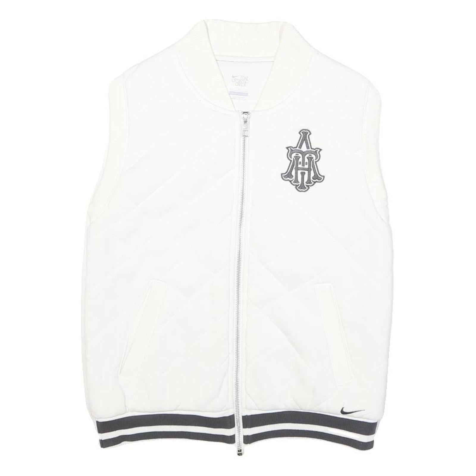 NIKE Mens White Quilted Sleeveless Jacket S Polyester Blend Zip Casual Refurbished - N/A refurbished available on Cerqular