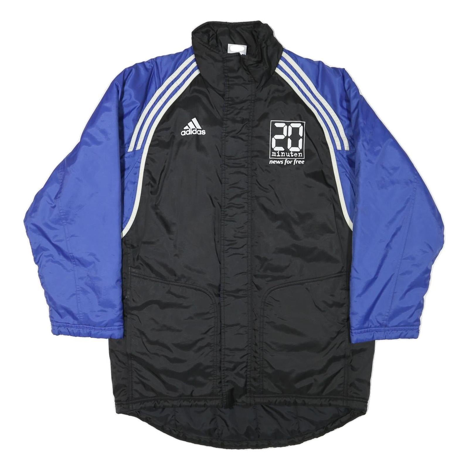 ADIDAS Mens Black & Blue Sports Zip Jacket L Polyester Blend Classic Casual Refurbished - N/A refurbished available on Cerqular