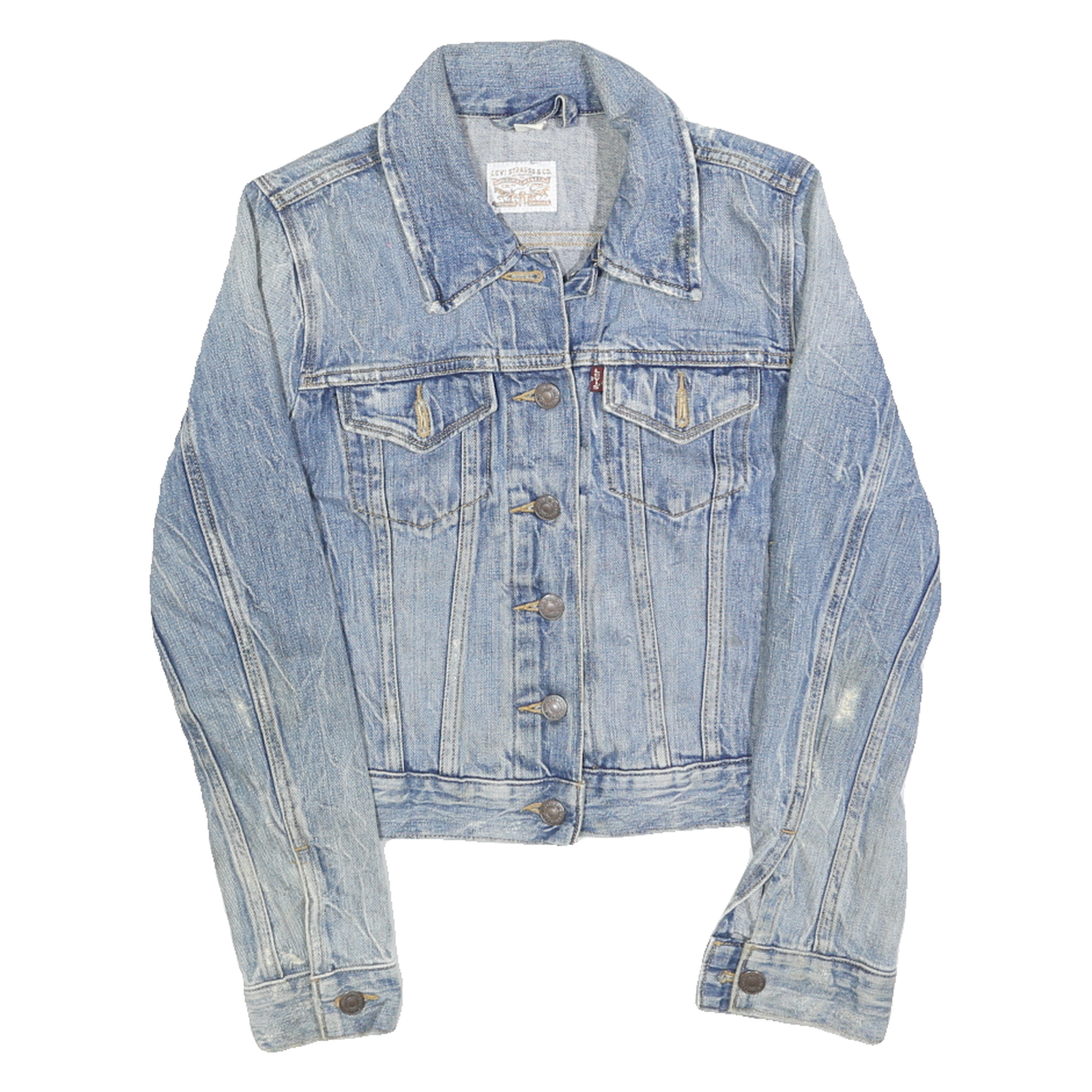 Buy LEVI'S Womens Blue Denim Jacket XS Cotton Button Front Classic Fit Cropped Style Refurbished - $67.59 LEVI'S Womens Blue Denim Jacket XS Cotton Button Front Classic Fit Cropped Style Refurbished - N/A refurbished available on Cerqular