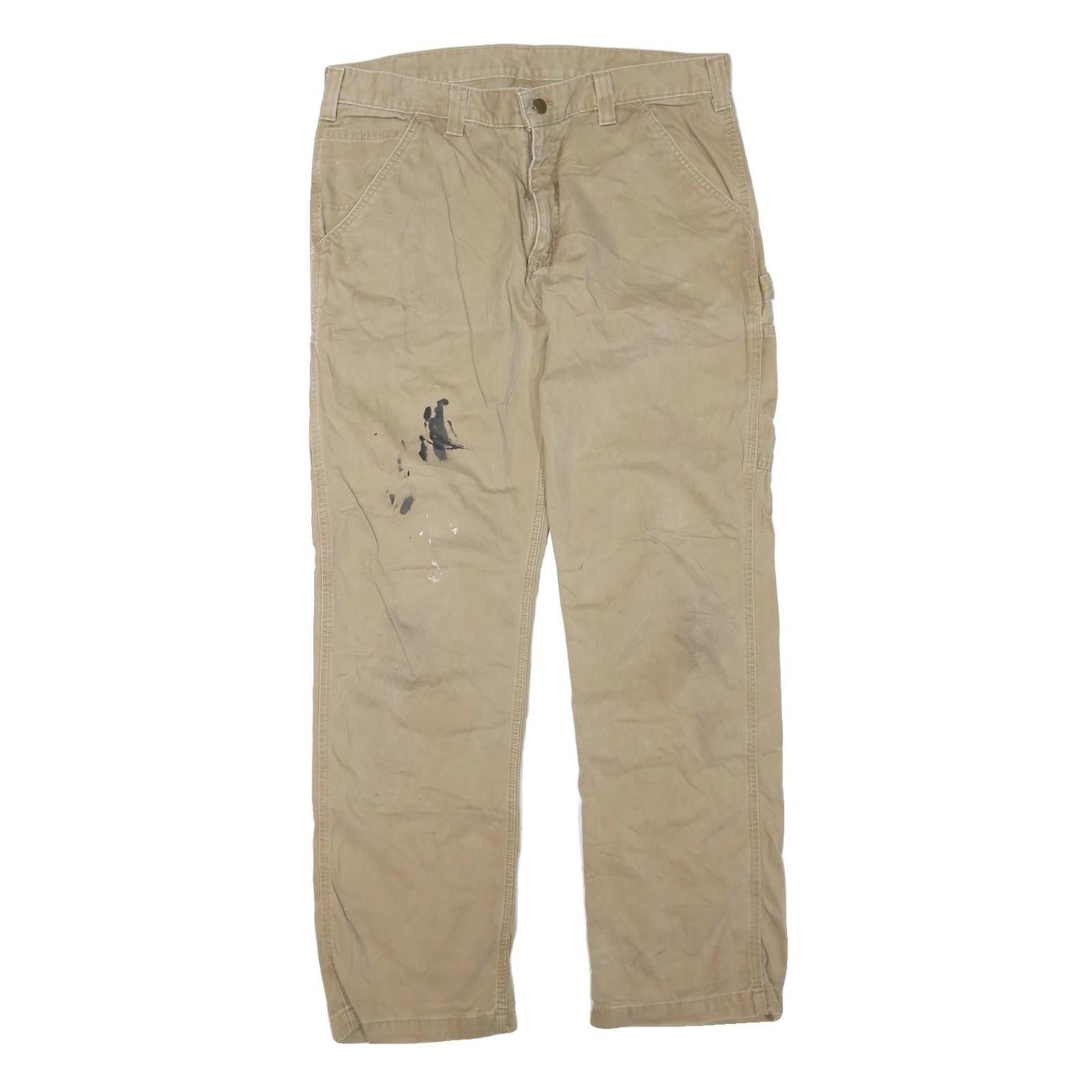 CARHARTT Mens Beige Regular Straight Denim W36 L32 Workwear Cotton Blend Zip Refurbished - N/A refurbished available on Cerqular
