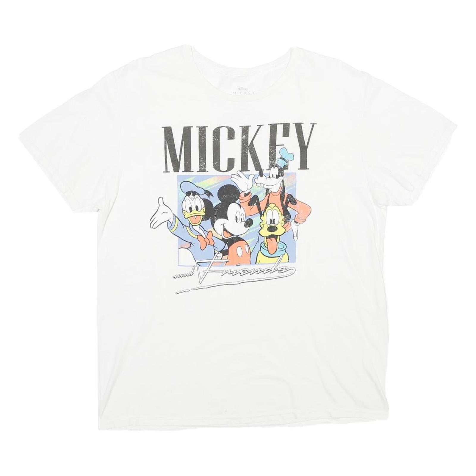 DISNEY Mens White Mickey And Friends Graphic T-Shirt L Crew Neck Short Sleeve Refurbished - N/A refurbished available on Cerqular