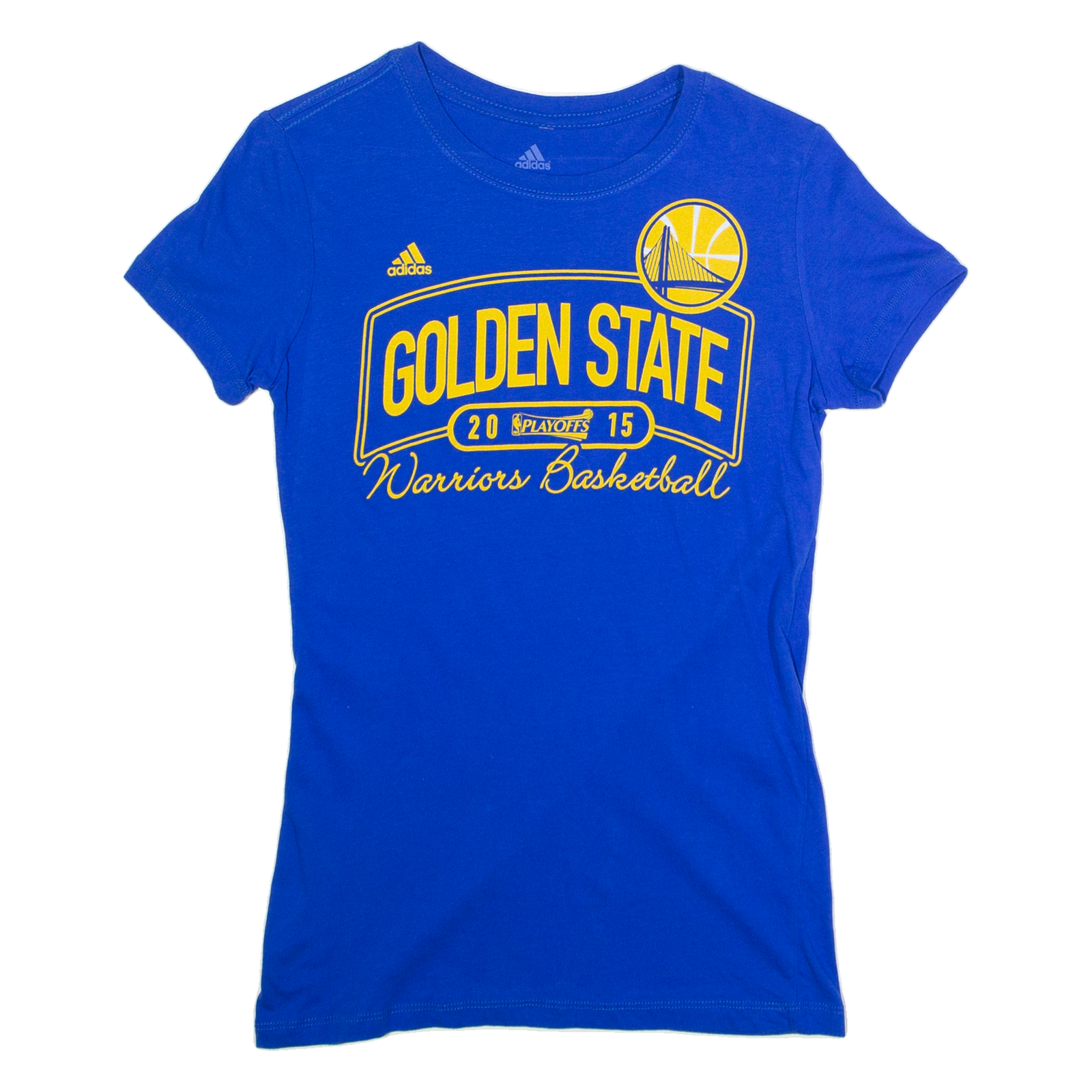 ADIDAS Golden State Warriors 2015 Playoffs Womens T-Shirt Blue USA Crew Neck M Refurbished - N/A refurbished available on Cerqular