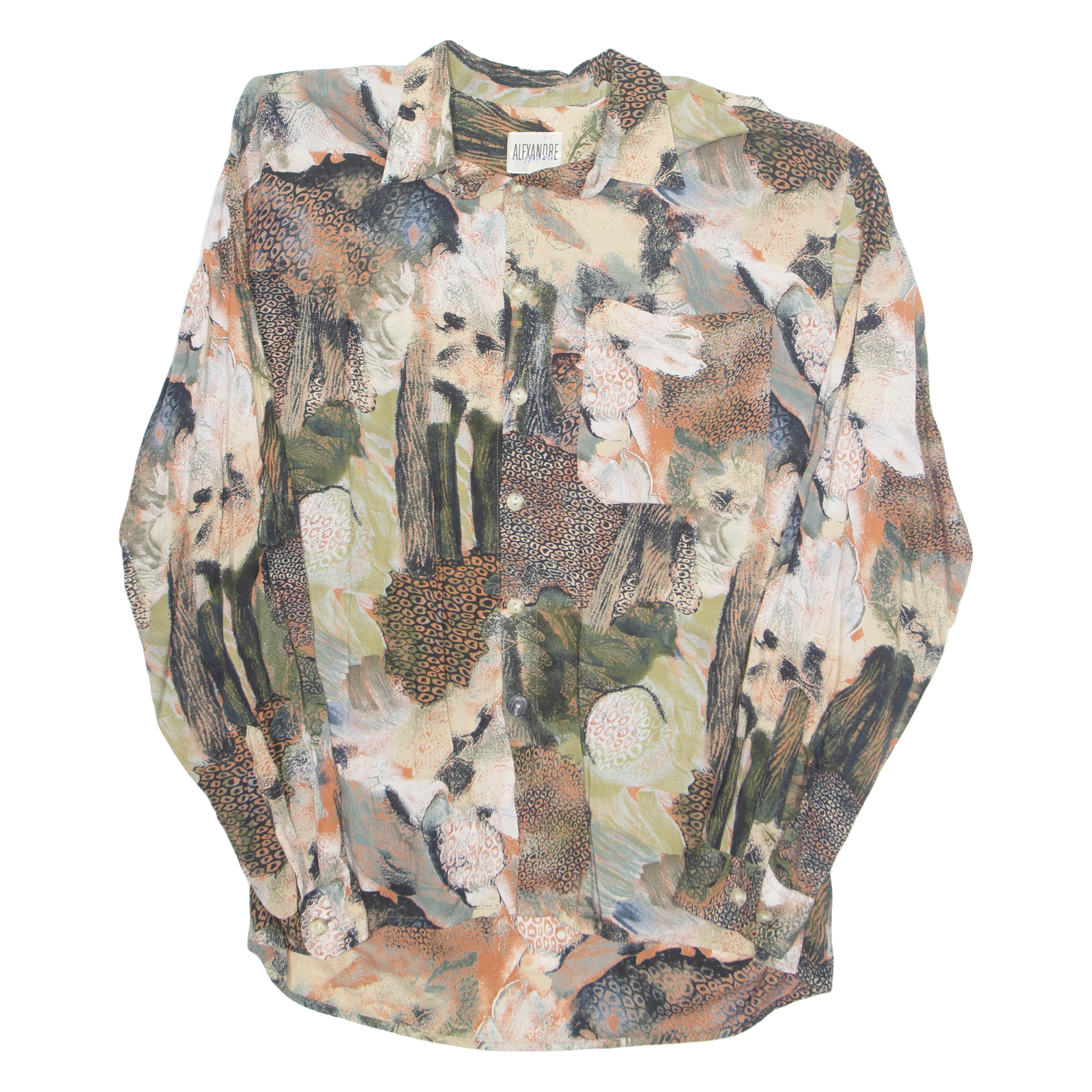 ALEXANDRA Womens Printed Blouse Green Long Sleeve Crazy Pattern 2XL Refurbished - N/A refurbished available on Cerqular
