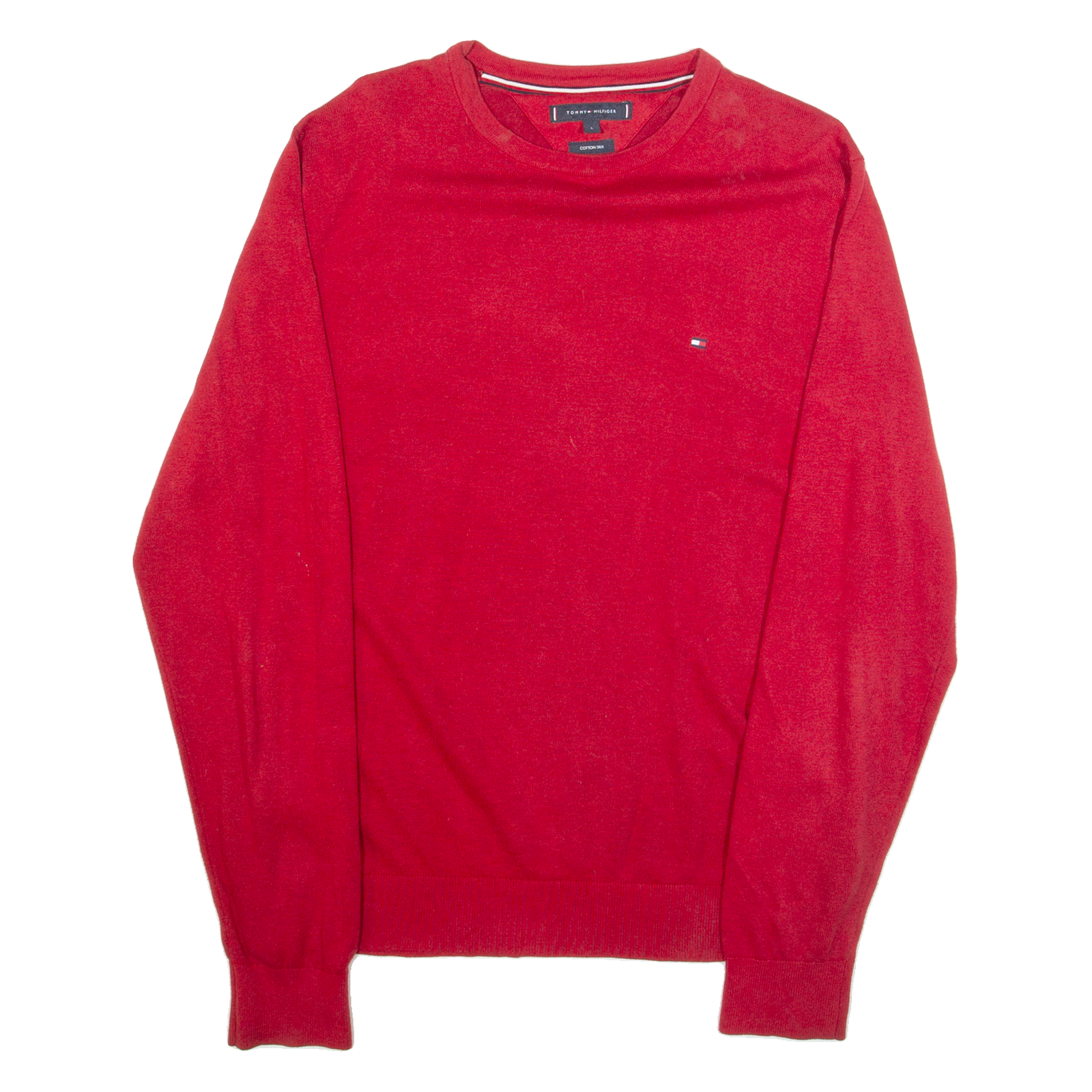 TOMMY HILFIGER Mens Jumper Red Tight Knit L Refurbished - N/A refurbished available on Cerqular