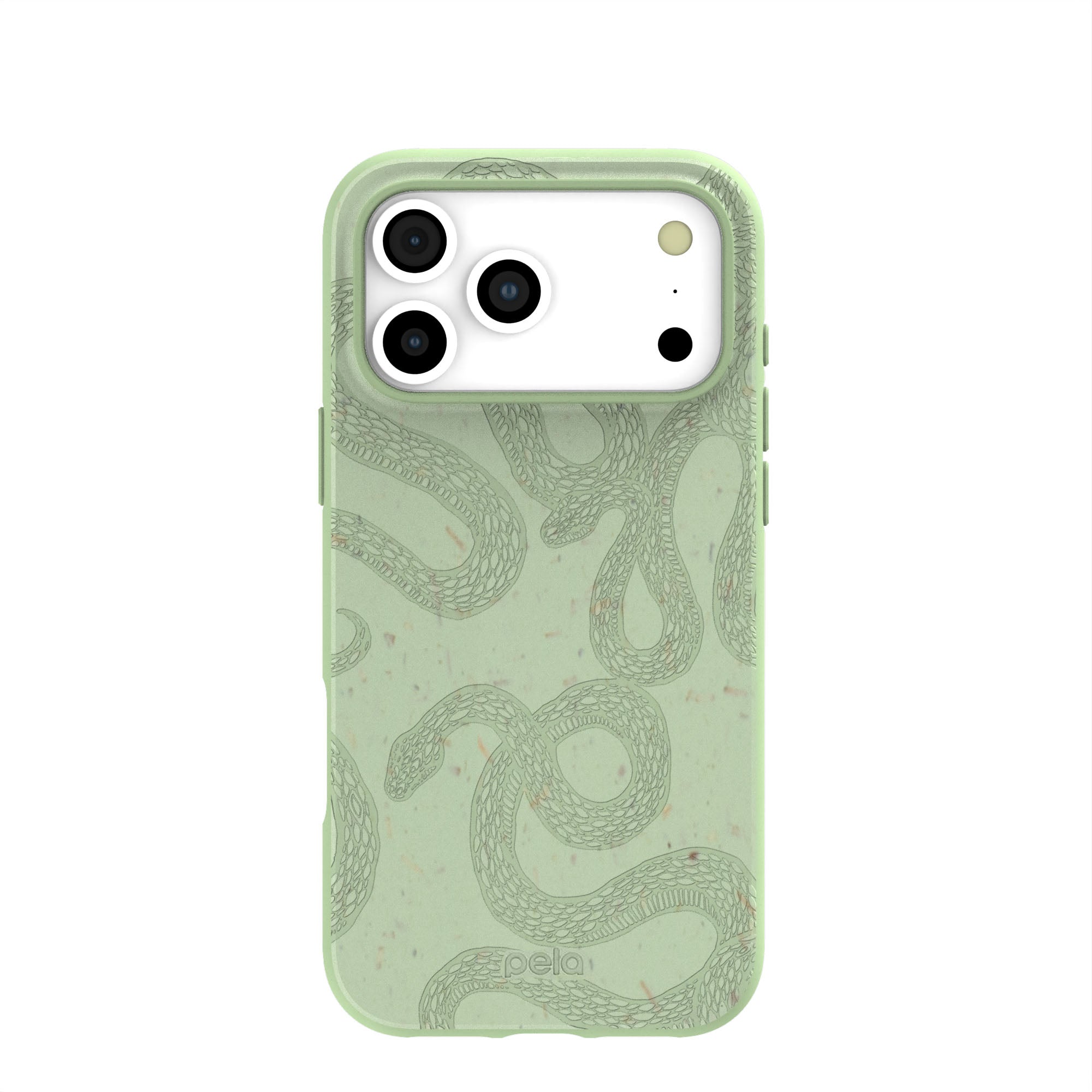 Sage Green Snaky iPhone 17 Pro Max Case | MagSafe Compatibility: Without MagSafe Refurbished - Pela Case refurbished available on Cerqular