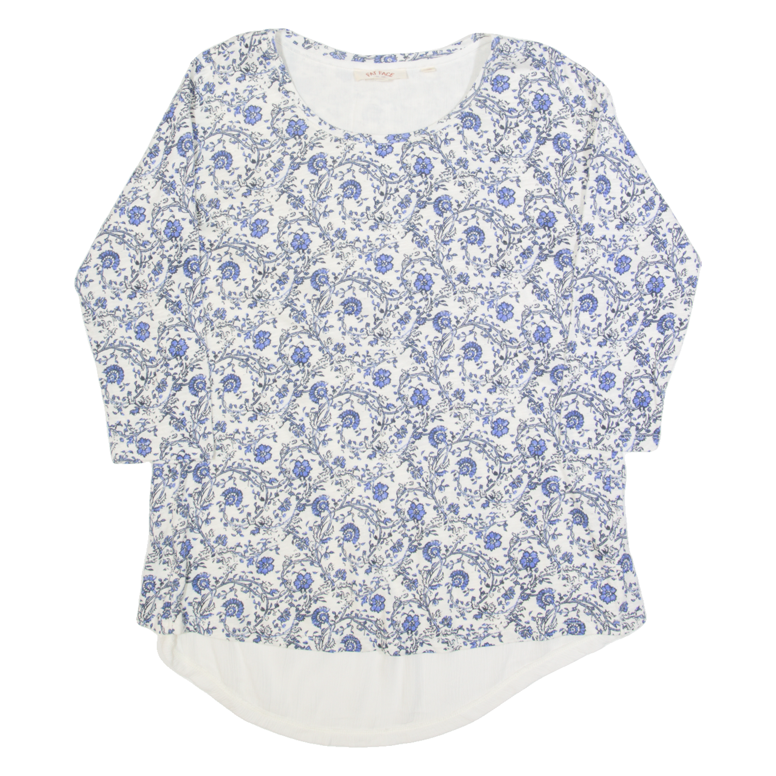 FAT FACE Womens Printed Top Blue Long Sleeve Floral UK 8 Refurbished - N/A refurbished available on Cerqular
