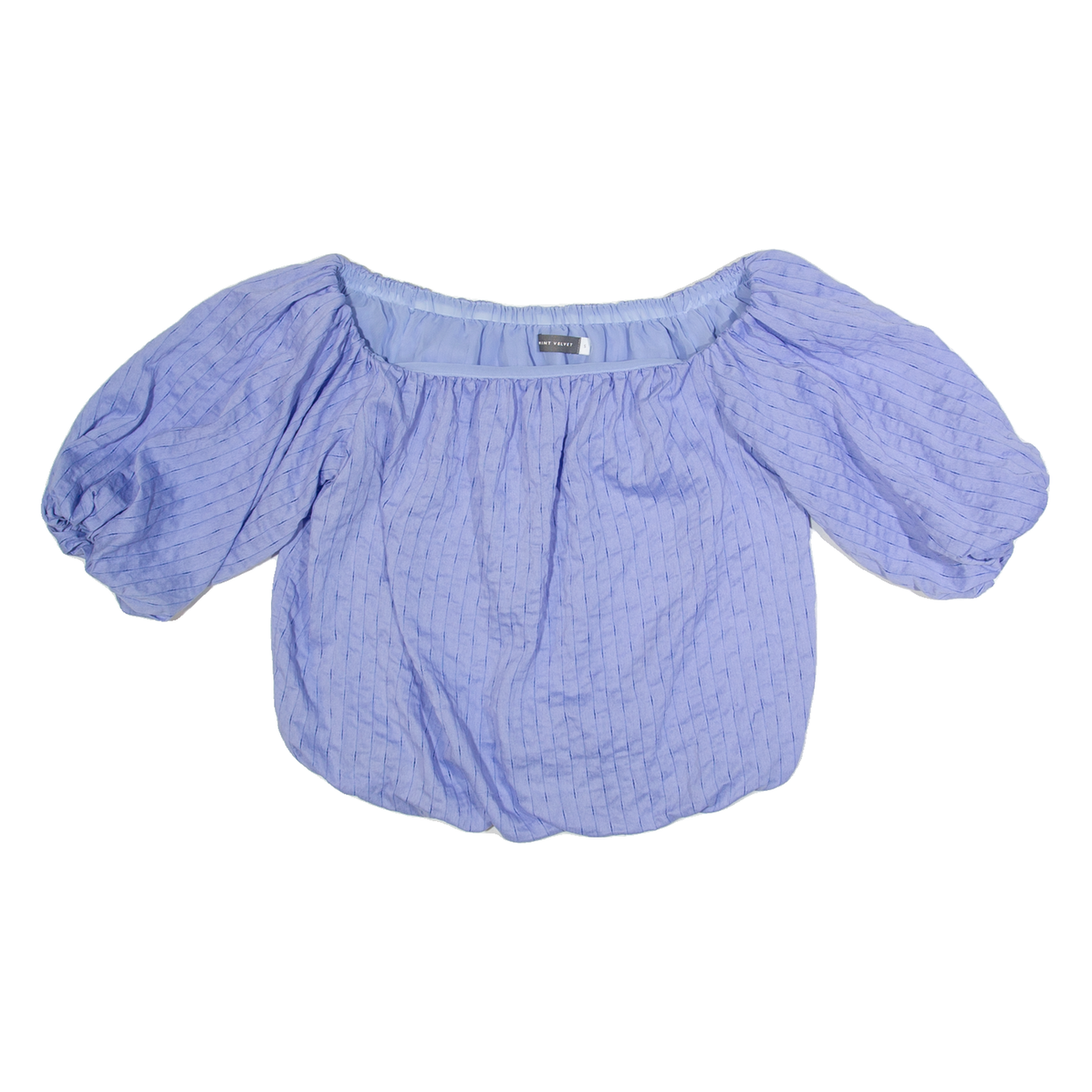 MINT VELVET Womens Off Shoulder Top Purple 3/4 Sleeve Striped S Refurbished - N/A refurbished available on Cerqular