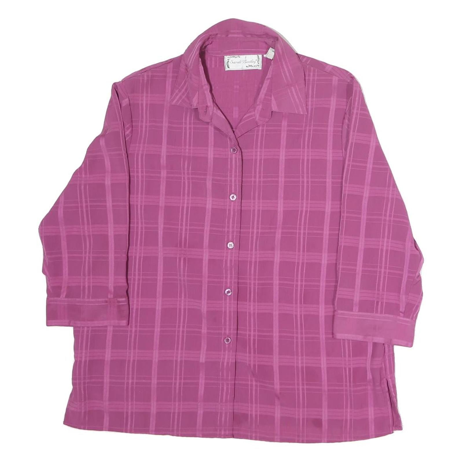SARAH BENTLEY Womens Pink Printed Shirt Long Sleeve Collared L Button Front Refurbished - N/A refurbished available on Cerqular