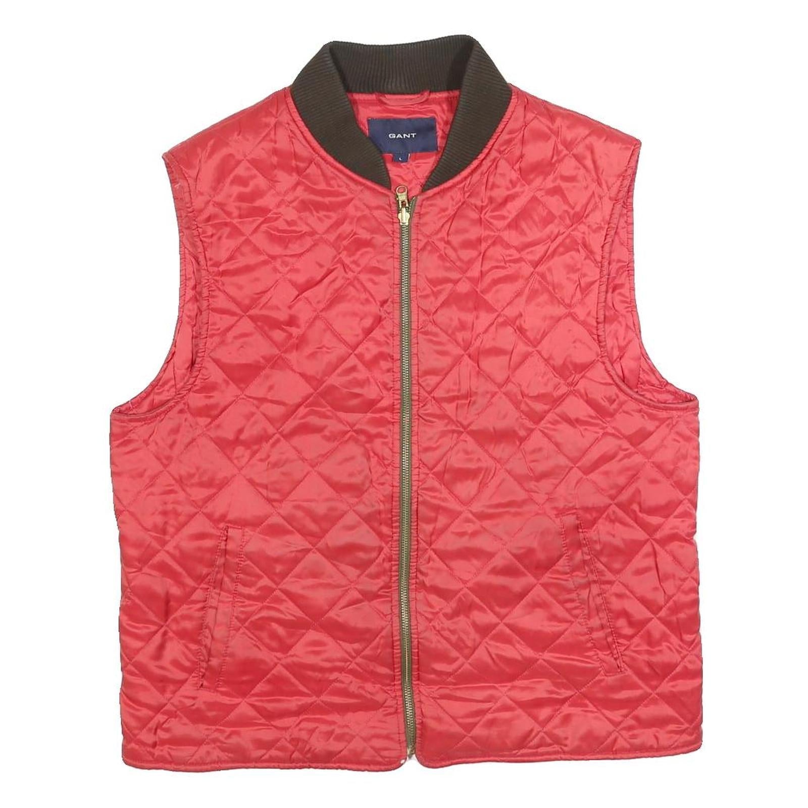 GANT Mens Red Quilted Jacket L Polyester Zip Bomber Style Lightweight Refurbished - N/A refurbished available on Cerqular