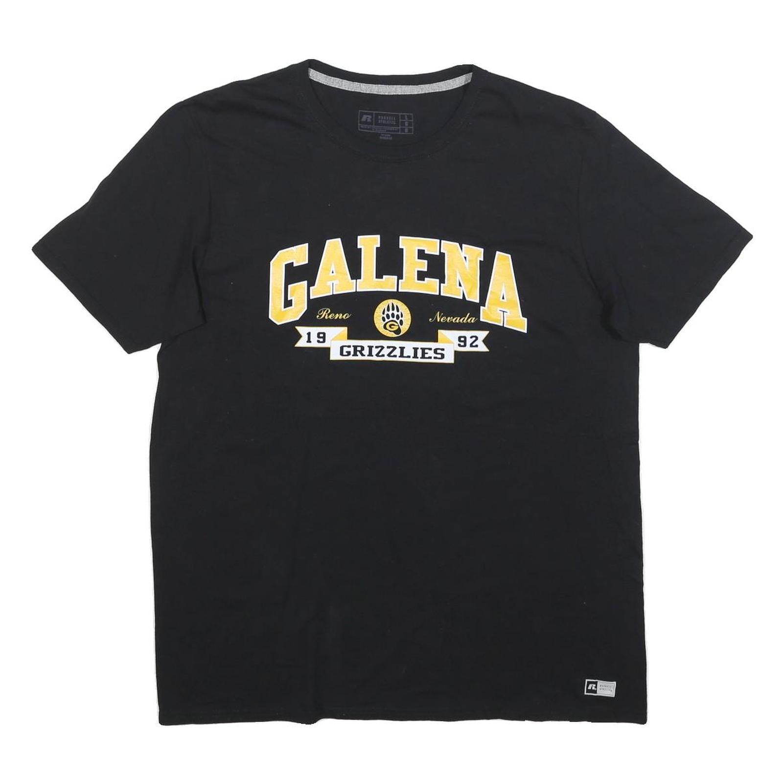 RUSSELL ATHLETIC Mens Black Galena Grizzlies Graphic T-Shirt L Short Sleeve Crew Refurbished - N/A refurbished available on Cerqular