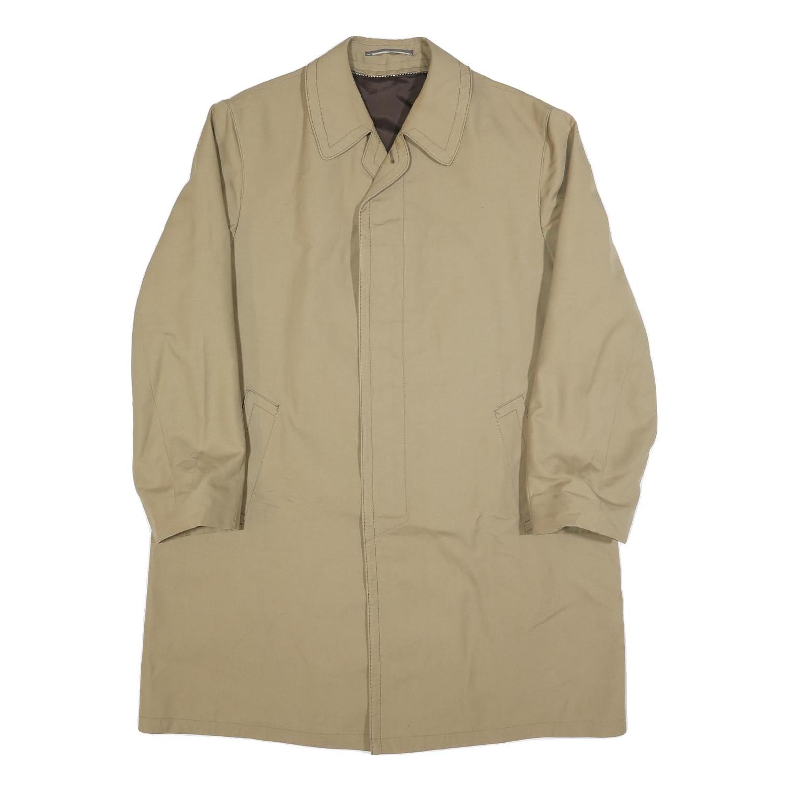 Mens Beige Cotton Blend Classic Jacket Button Closure L L Plain Refurbished - N/A refurbished available on Cerqular
