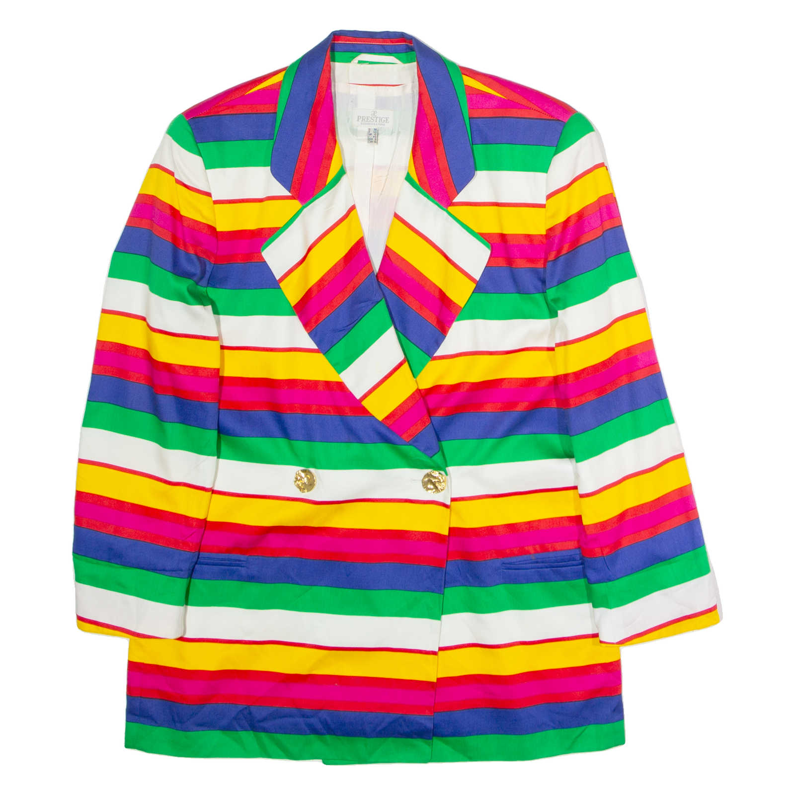 PRESTIGE Womens Blazer Jacket Blue 90s Striped UK 12 Refurbished - N/A refurbished available on Cerqular