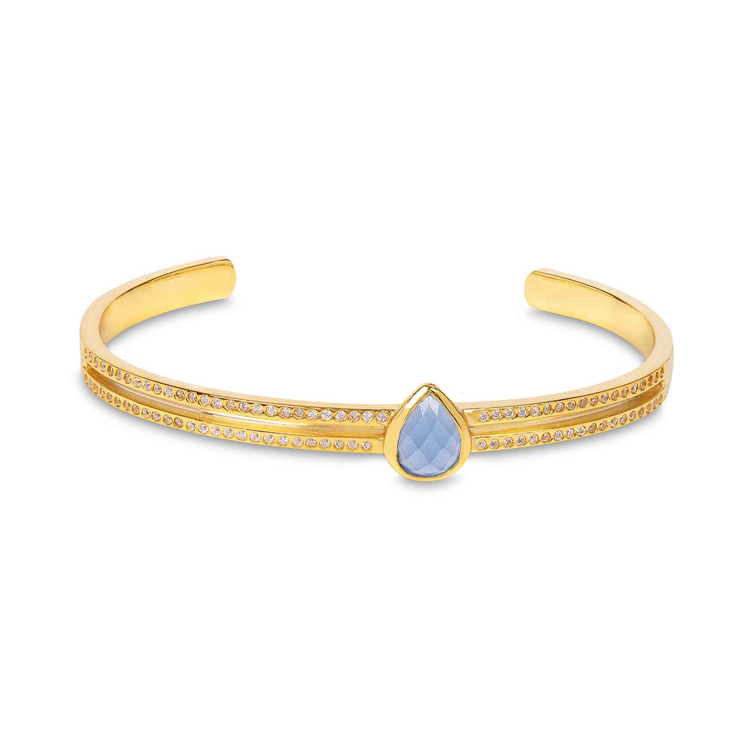 Athena Gold Cuff Bracelet With Blue Chalcedony And Sparkles Refurbished - Amadeus (This could refer to multiple things, such as the 1 refurbished available on Cerqular