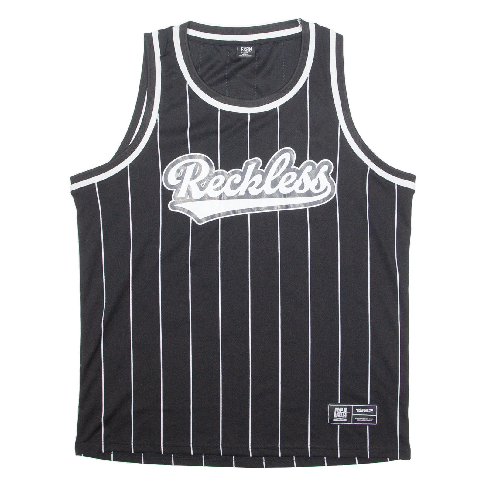 Buy FSBN Reckless Pinstripe Mens Jersey Black Sleeveless USA L Refurbished - $15.59 FSBN Reckless Pinstripe Mens Jersey Black Sleeveless USA L Refurbished - N/A refurbished available on Cerqular