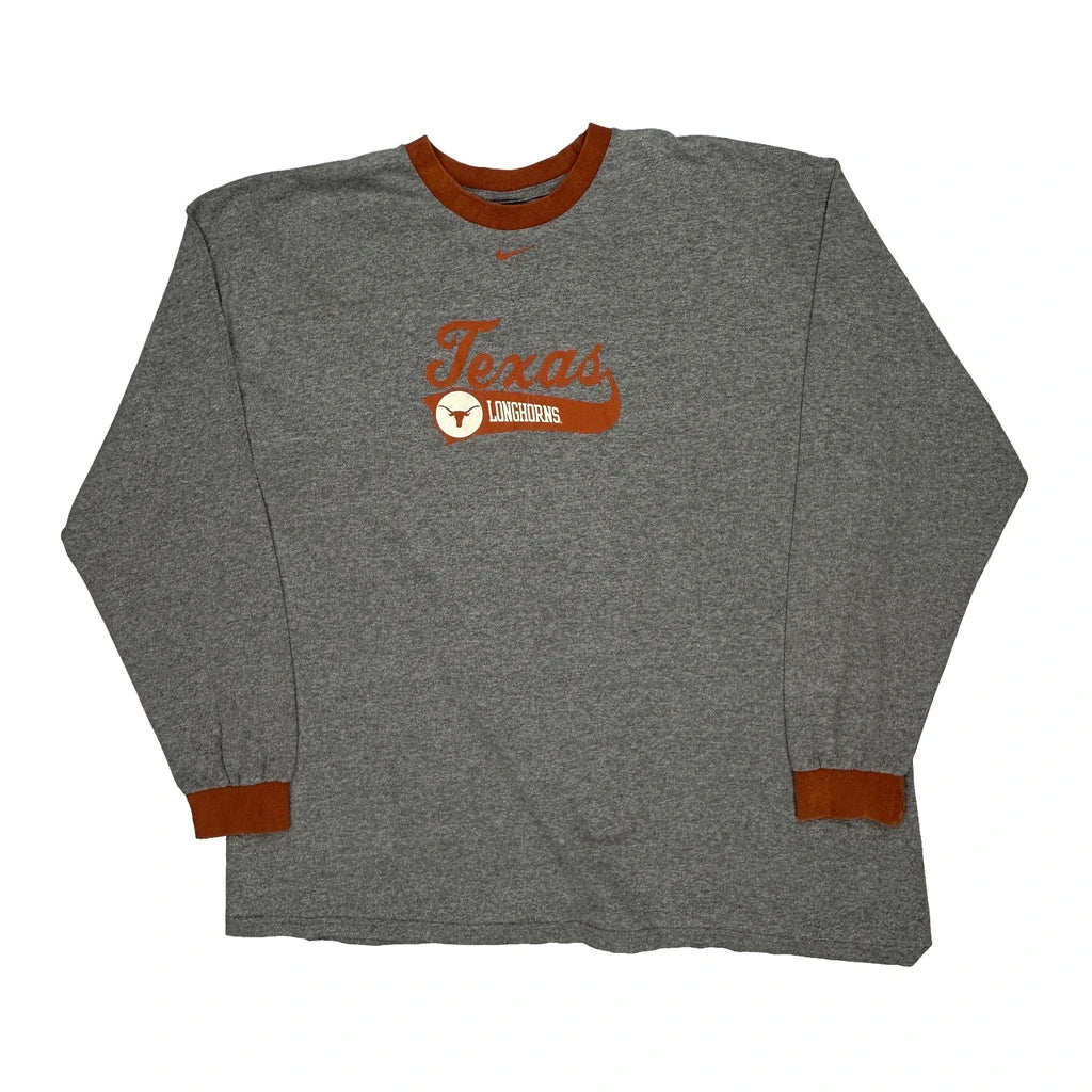 Texas Longhorns Nike College Long Sleeve T-Shirt - XL Grey Cotton Refurbished - Thrifted (note: this is a term often used to describe second- refurbished available on Cerqular