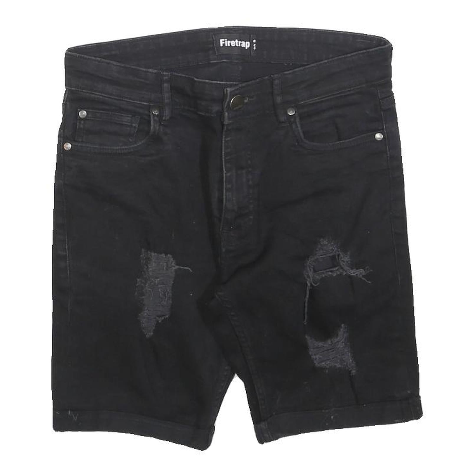 FIRETRAP Mens Black Casual Denim Distressed Shorts M W30 Cotton Blend Refurbished - N/A refurbished available on Cerqular