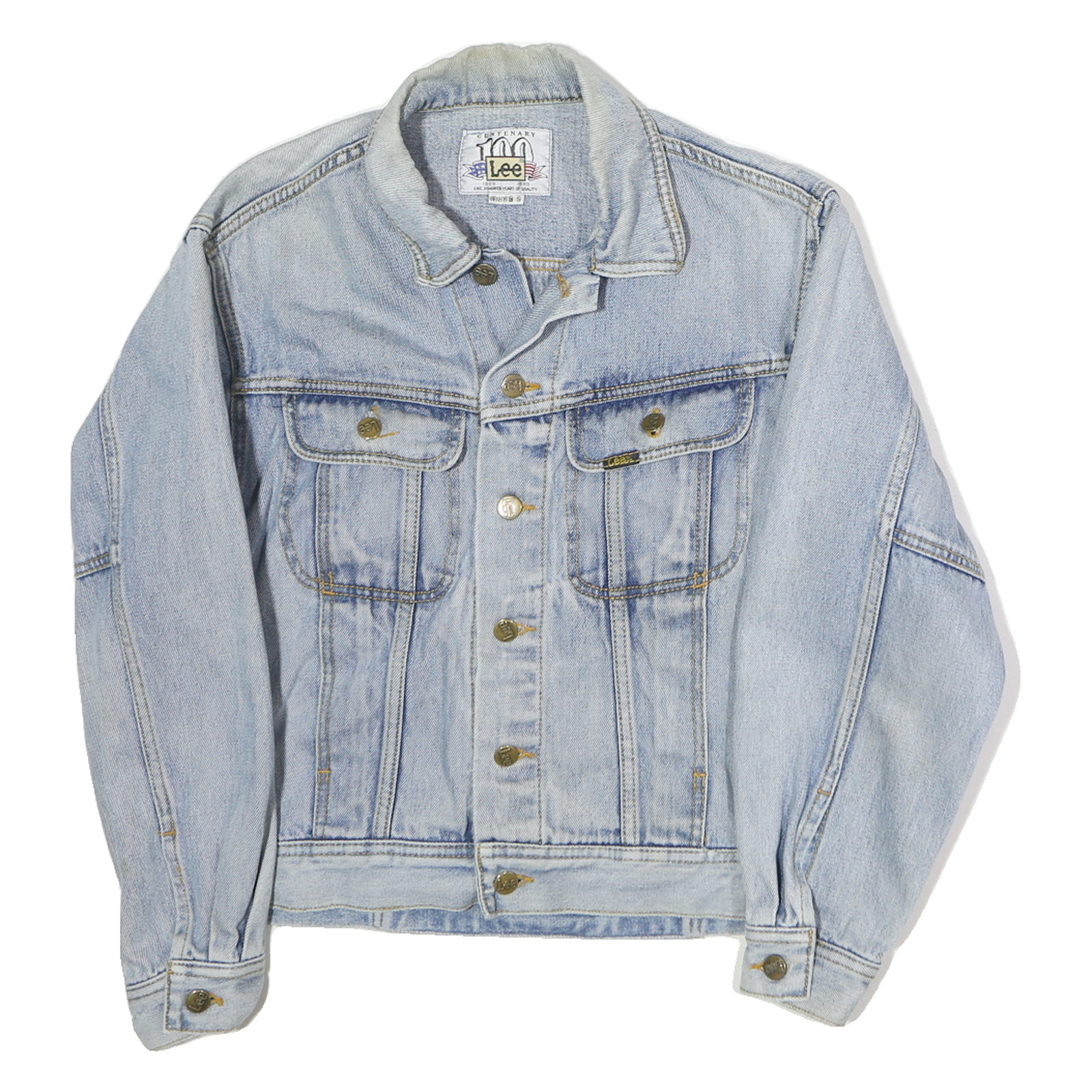 LEE Mens Blue Denim Jacket S Cotton Button Closure Classic Fit Logo Centenary Refurbished - N/A refurbished available on Cerqular