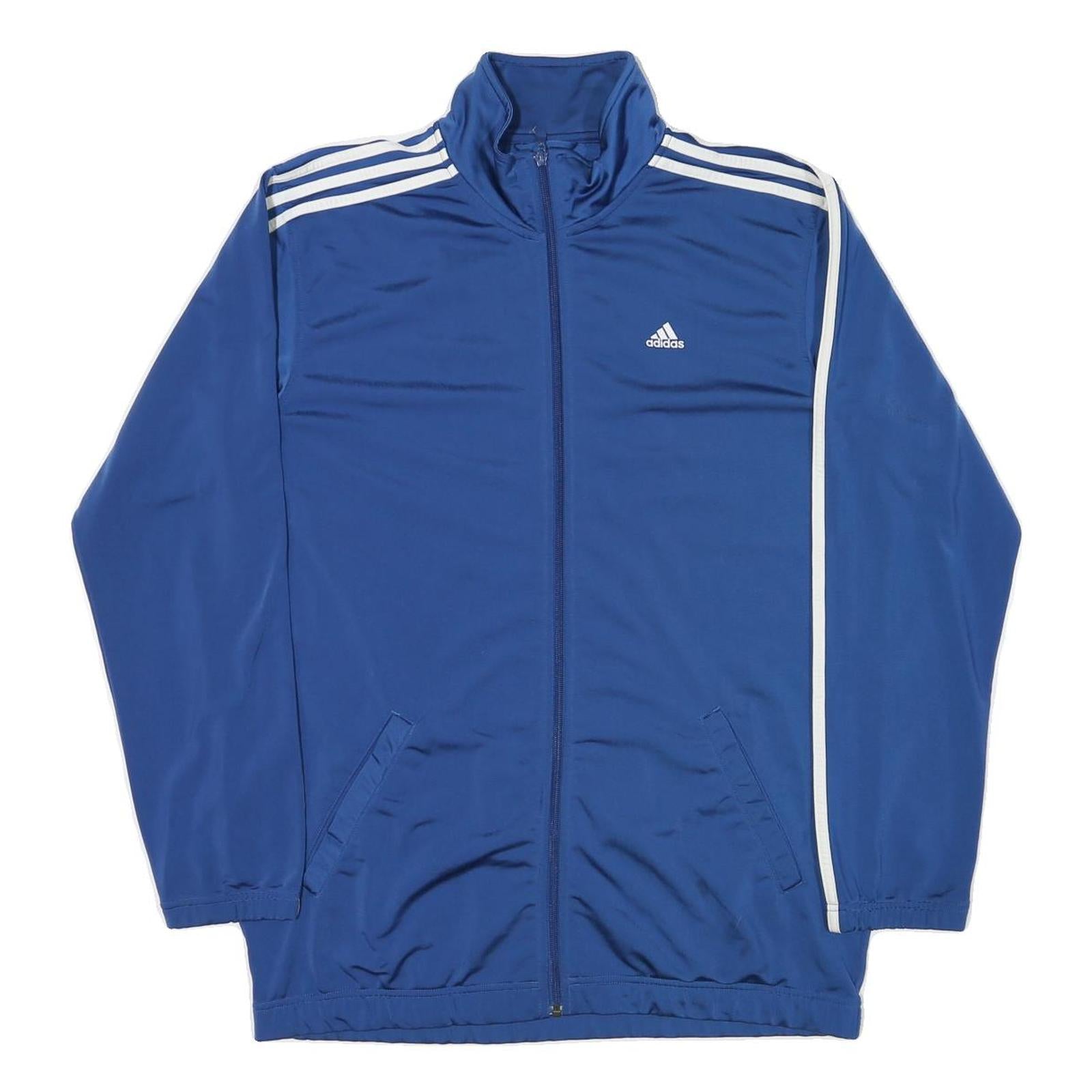 ADIDAS Mens Blue Classic Jacket M Polyester Blend Zip Striped Sportswear Refurbished - N/A refurbished available on Cerqular