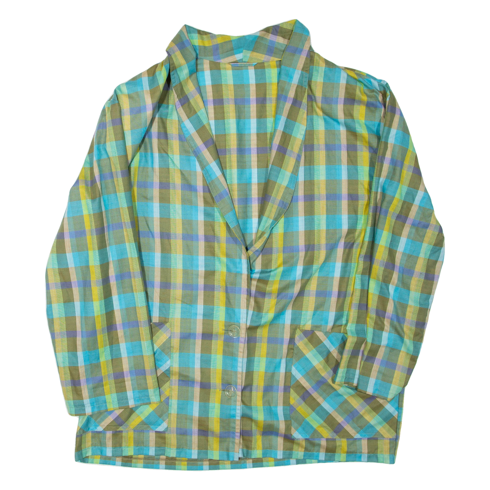Womens Printed Blouse Green V-Neck Long Sleeve Check XL Refurbished - N/A refurbished available on Cerqular