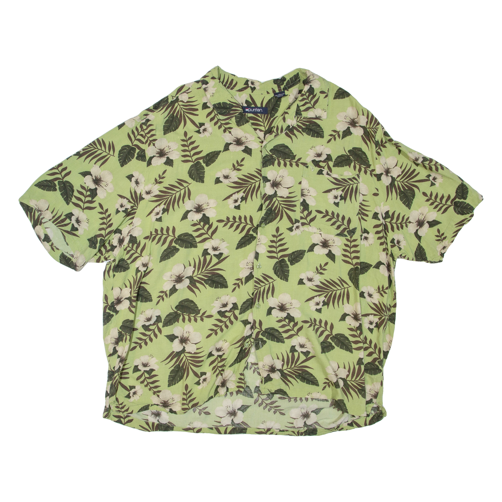 PURITAN Mens Hawaiian Shirt Green Floral 2XL Refurbished - N/A refurbished available on Cerqular