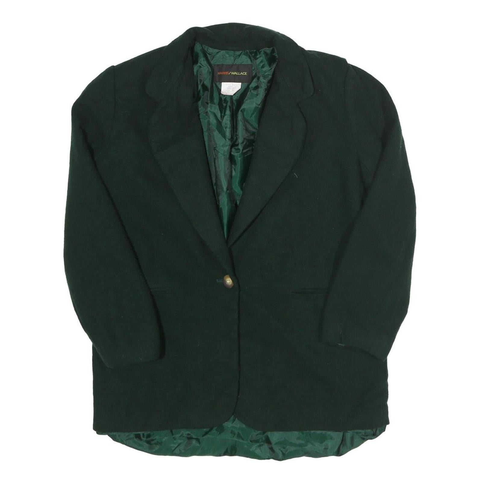 HARRIS/WALLACE Womens Green Wool Button Jacket UK 10 Classic Tailored Plain Refurbished - N/A refurbished available on Cerqular