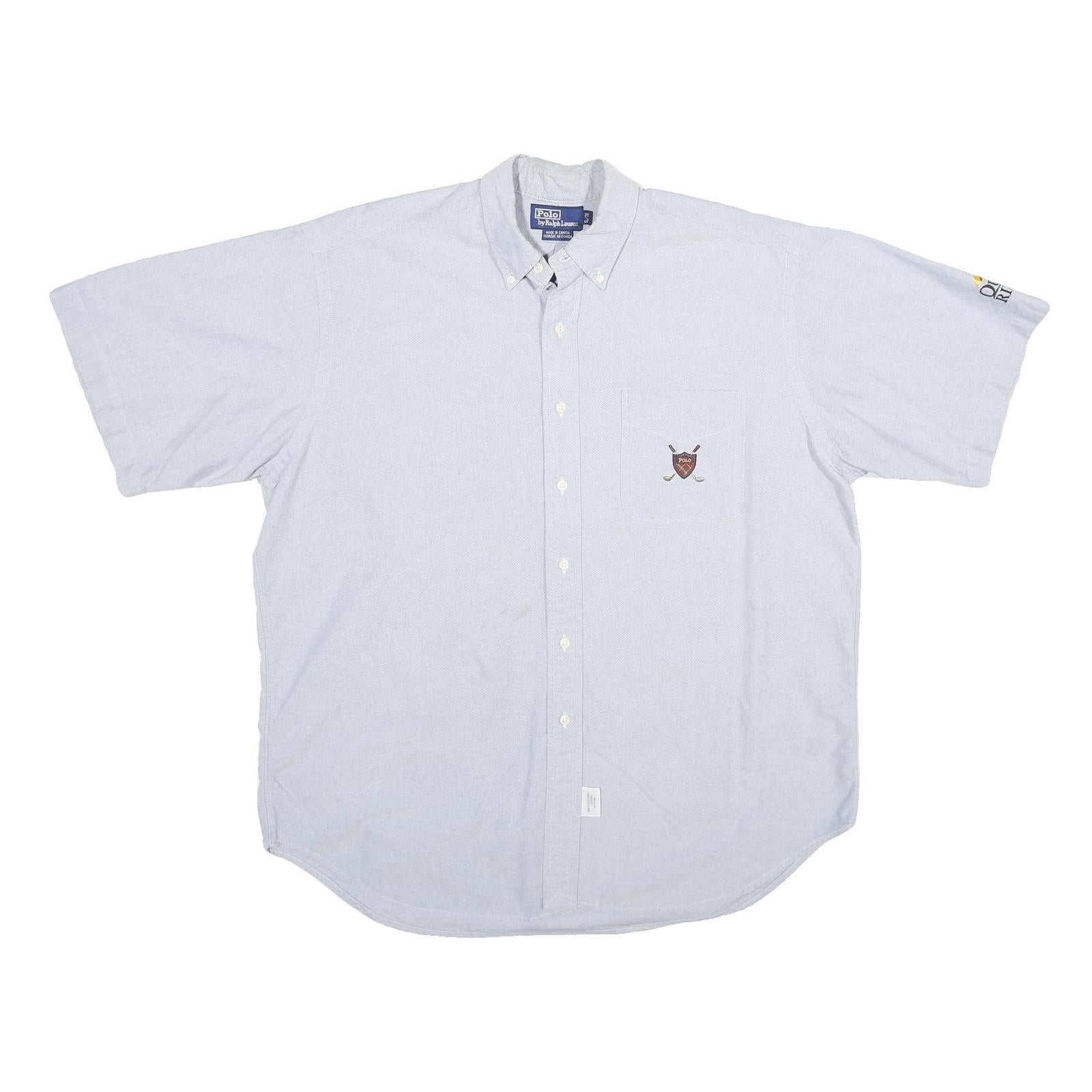 POLO RALPH LAUREN Mens Light Blue & White Short Sleeve Shirt XL Button-Down Refurbished - N/A refurbished available on Cerqular