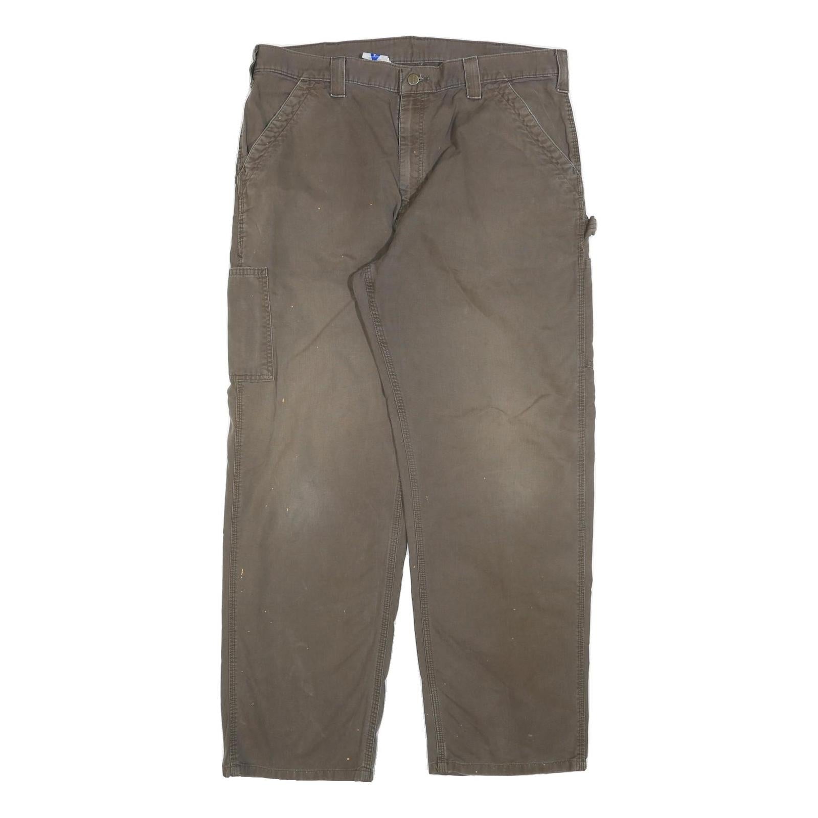 CARHARTT Mens Cotton Blend Brown Relaxed Straight Trousers W38 L32 Workwear Refurbished - N/A refurbished available on Cerqular