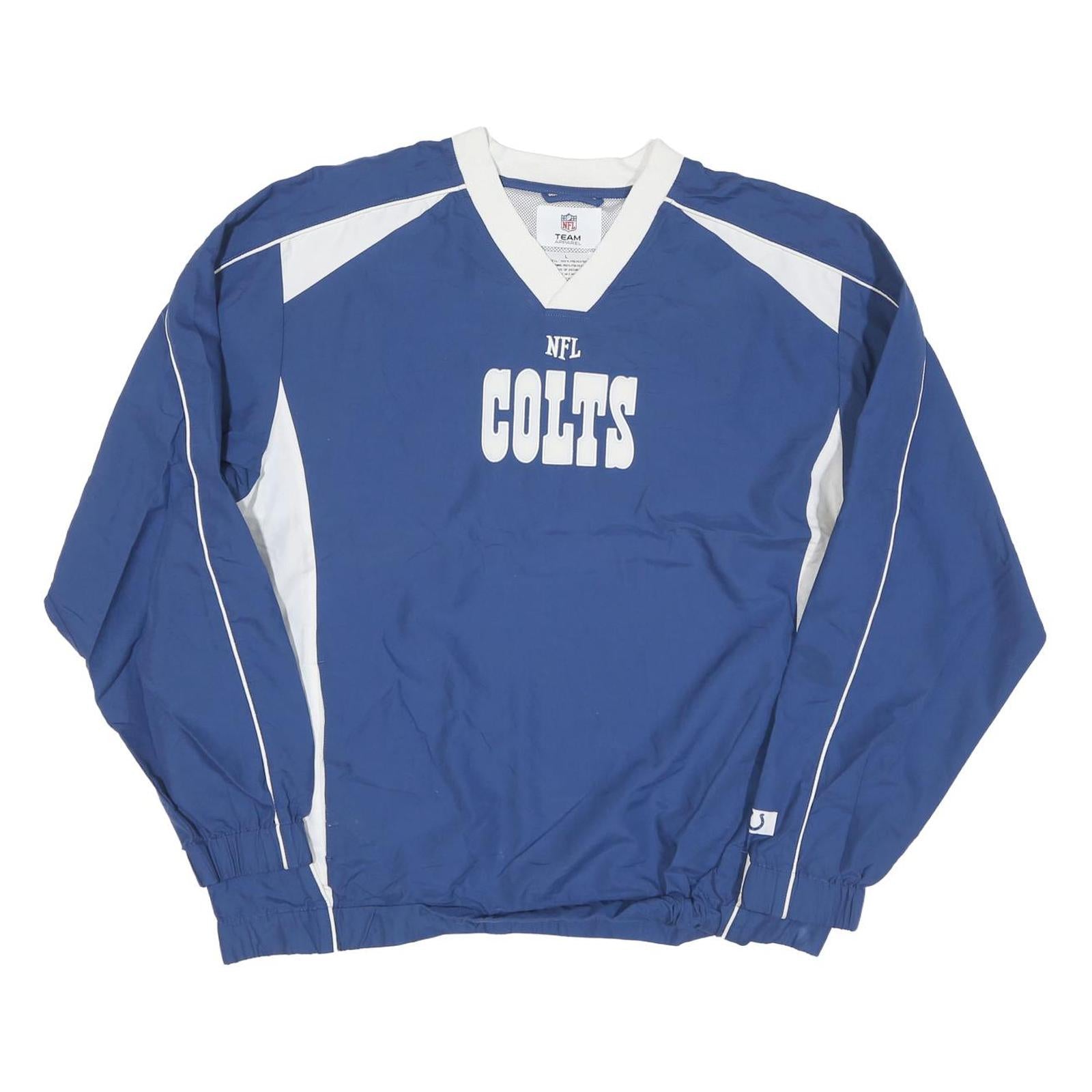 NFL Mens Blue & White Colts Pullover Jacket L Polyester Plain Sportswear Refurbished - N/A refurbished available on Cerqular