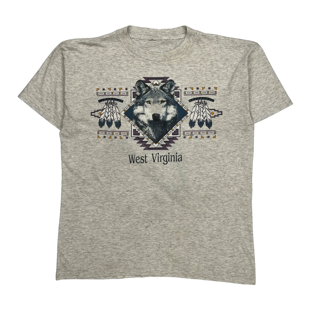 West Virginia Unbranded Single Stitch T-Shirt - XL Grey Cotton Blend Refurbished - Thrifted (note: this is a term often used to describe second- refurbished available on Cerqular