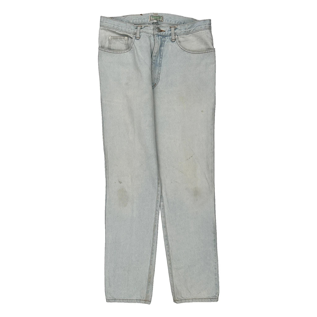 Made In USa Guess Jeans - 34W 32L Light Wash Cotton Refurbished - Thrifted (note: this is a term often used to describe second- refurbished available on Cerqular