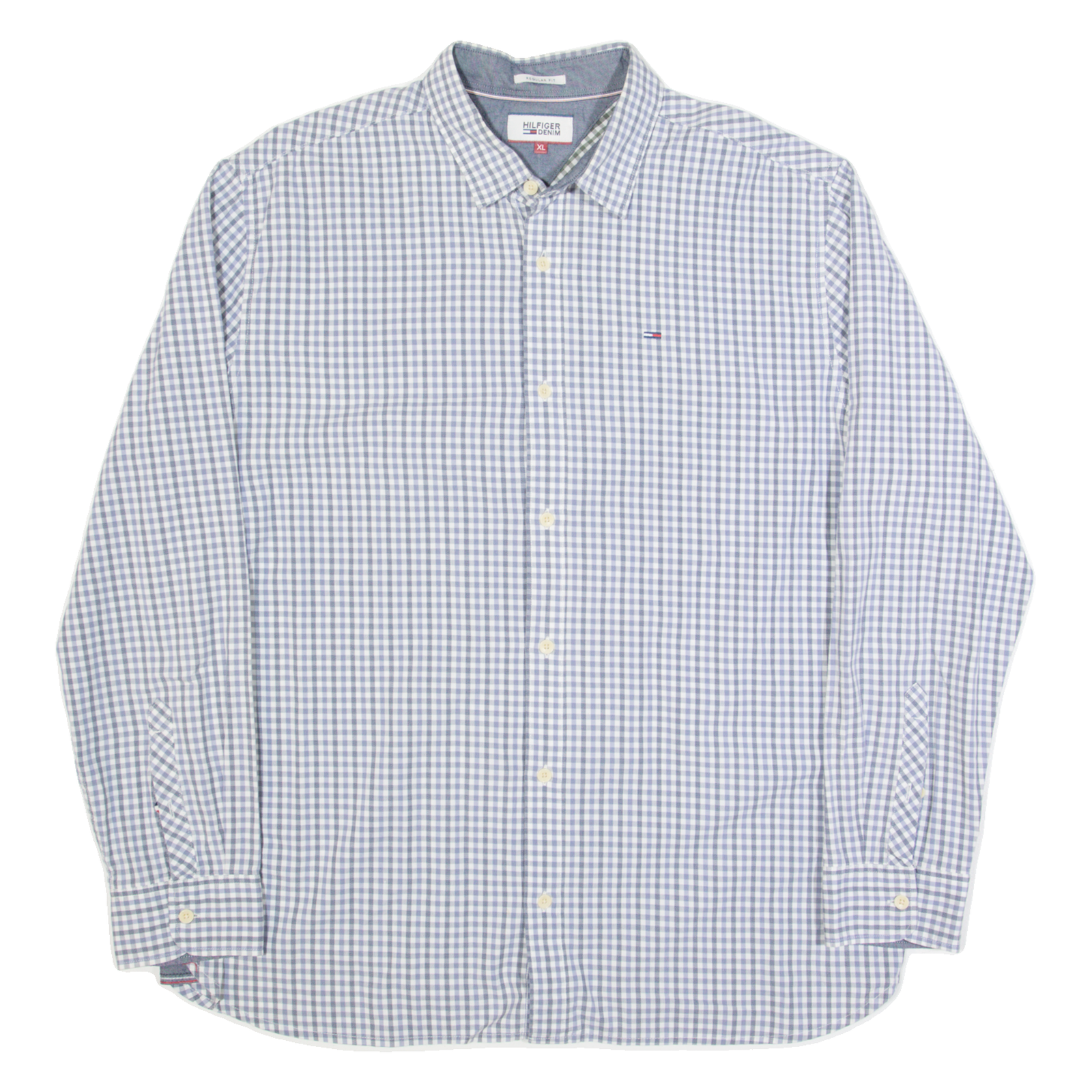 HILFIGER DENIM Mens Shirt Blue Check Long Sleeve XL Refurbished - N/A refurbished available on Cerqular