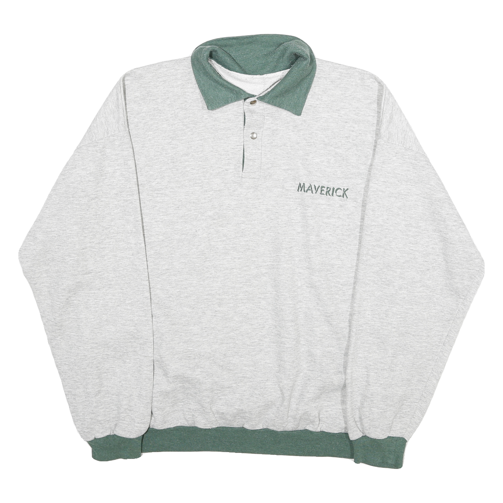 MAVERICK Mens Grey & Green Collar XL Cotton Blend Sweatshirt Pullover Casual Refurbished - N/A refurbished available on Cerqular