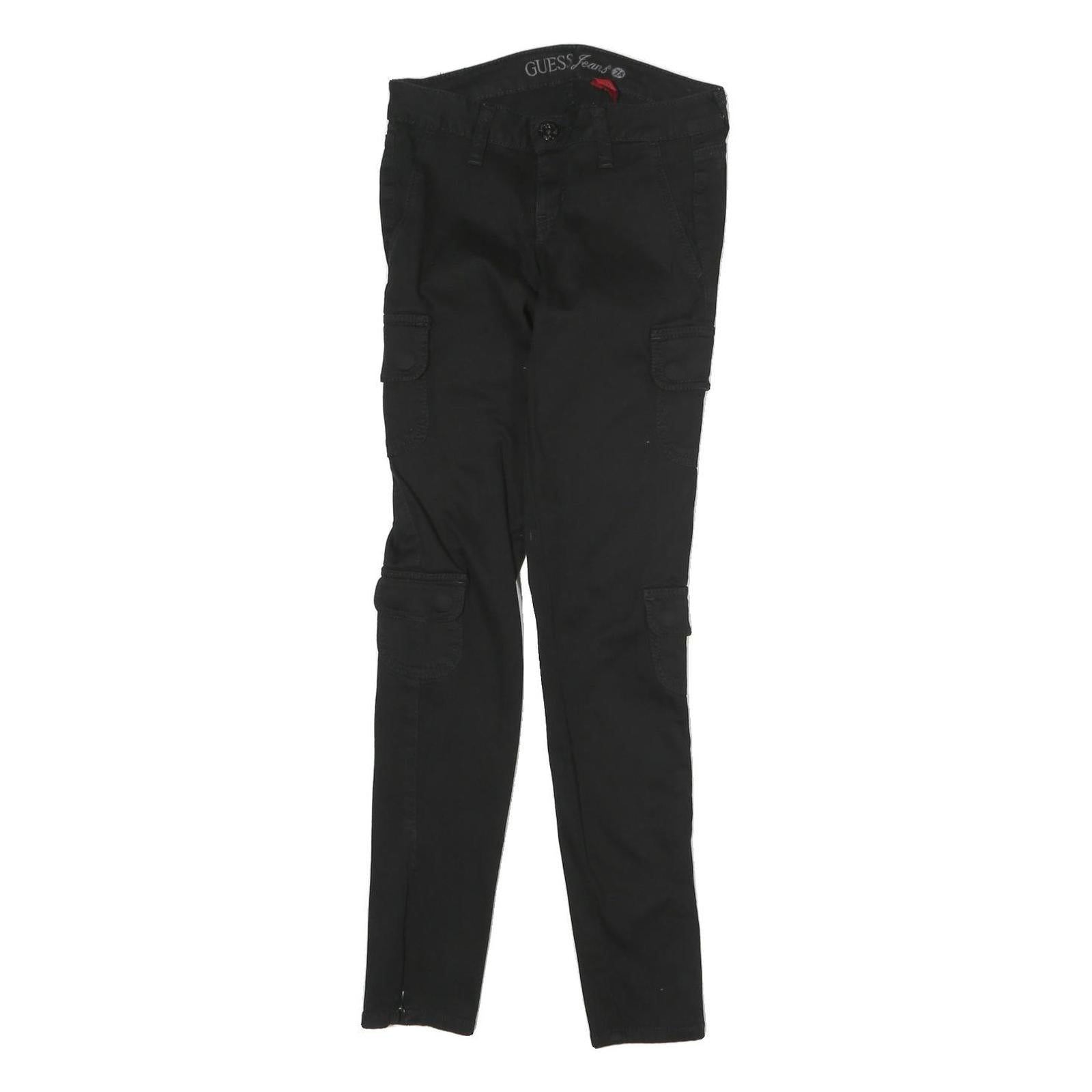 GUESS JEANS Mens Black Cotton Slim Skinny Trousers W25 L26 Cargo Pocket Zip Refurbished - N/A refurbished available on Cerqular